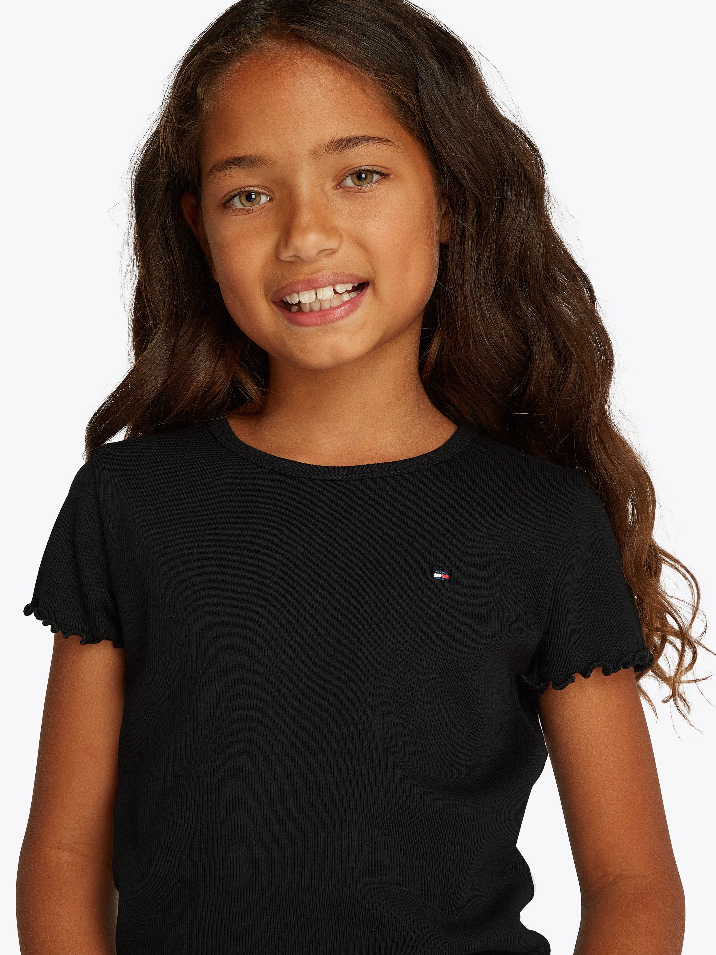Tommy Hilfiger T-Shirt ESSENTIAL RIB TOP SS mit Logostickerei