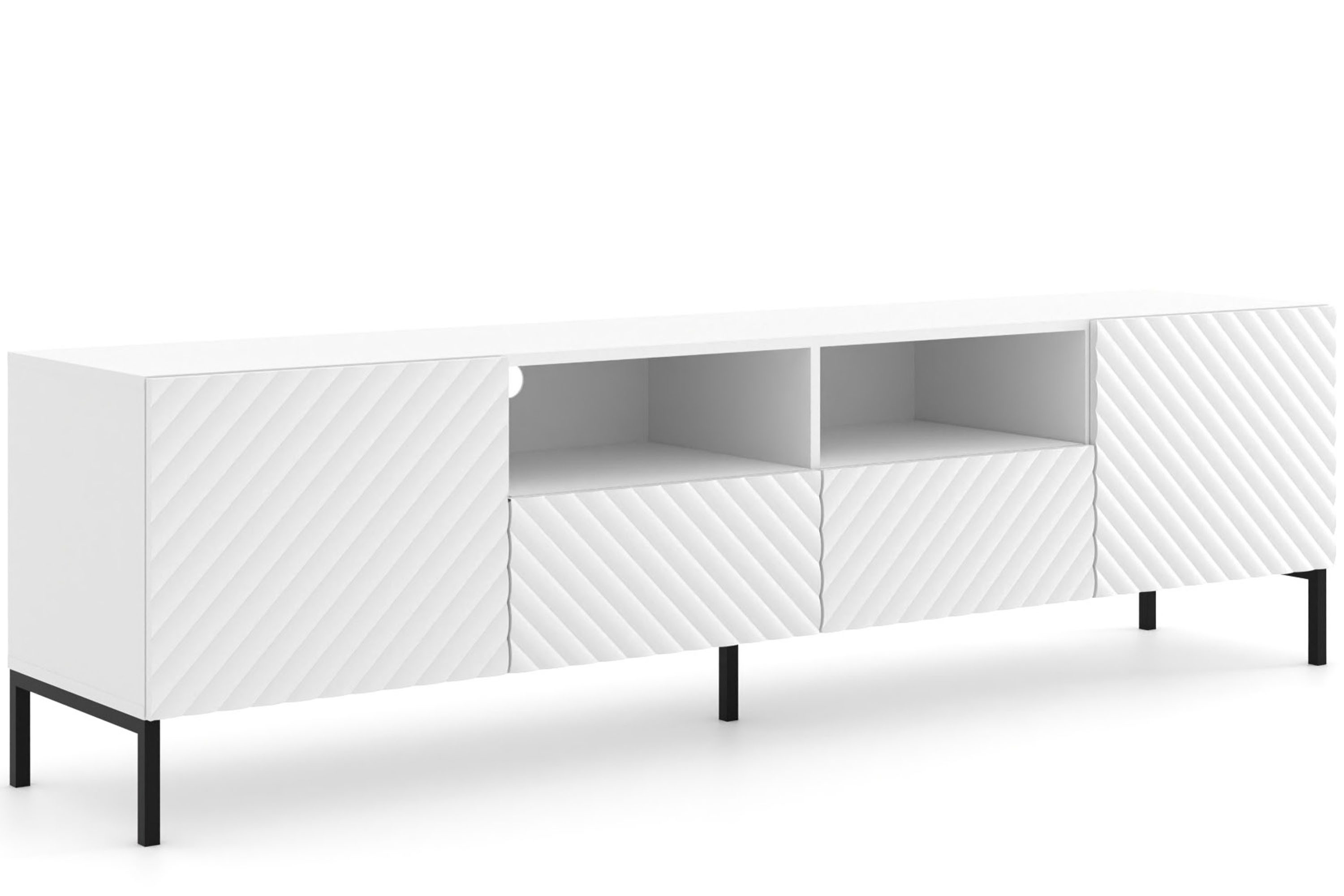 KONSIMO® Lowboard ADENO TV-Schrank, TV-Board, mit Push-to-Open-Funktion, Breite 150 cm, geriffelte matte Fronten, ABS-verstärkte Kanten, Metallfüße 15 cm