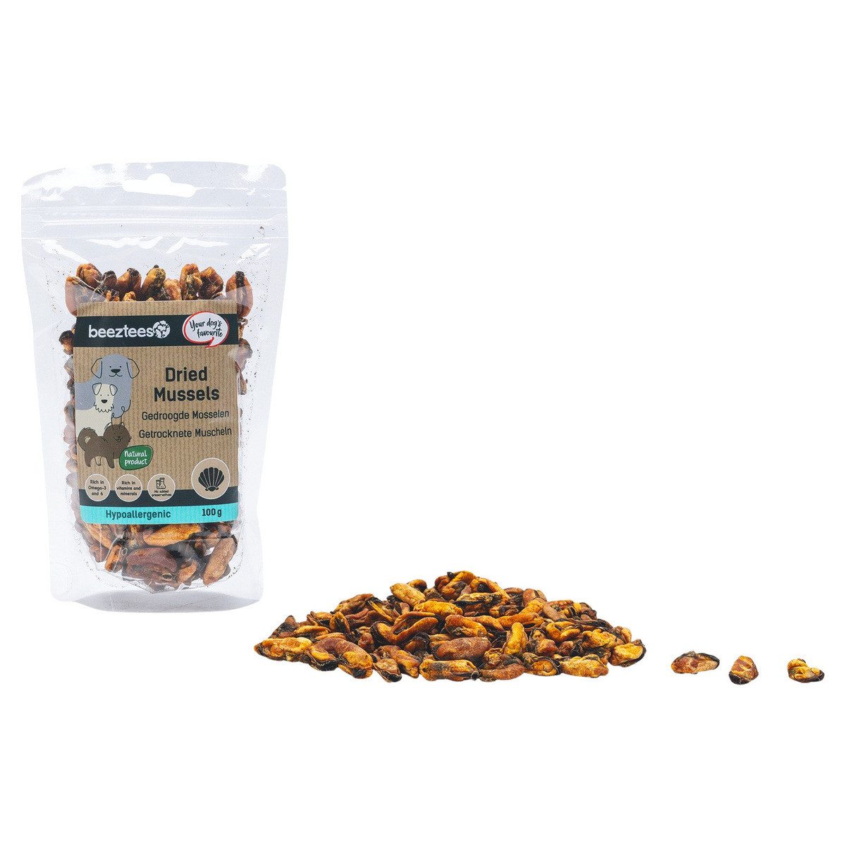 Beeztees Hundesnack getrocknete Muscheln 100 g, Snack für: Hund