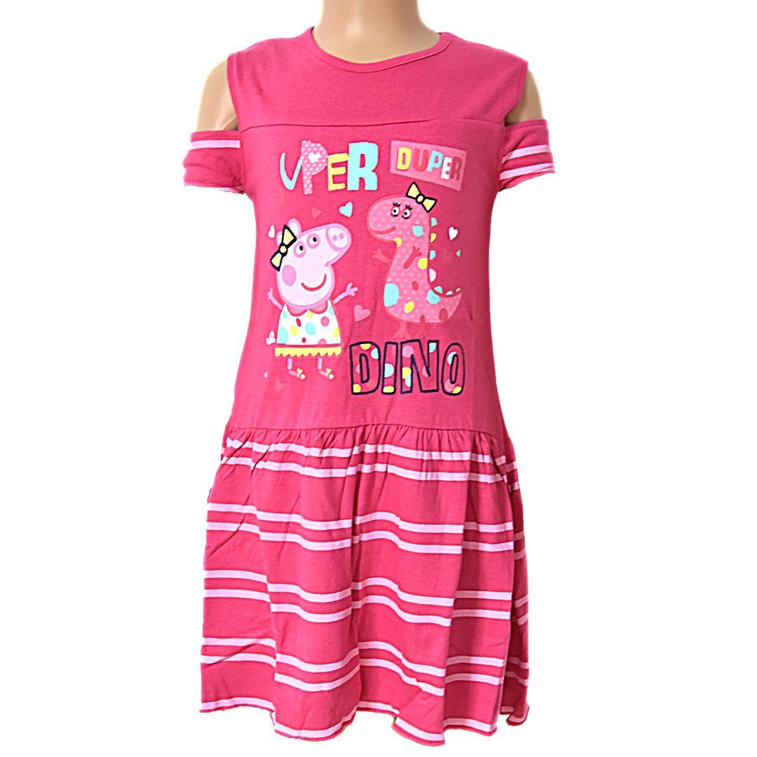 Peppa Pig Sommerkleid Peppa Wutz Off-Shoulder Jerseykleid für Mädchen Gr. 92-116 cm Pink