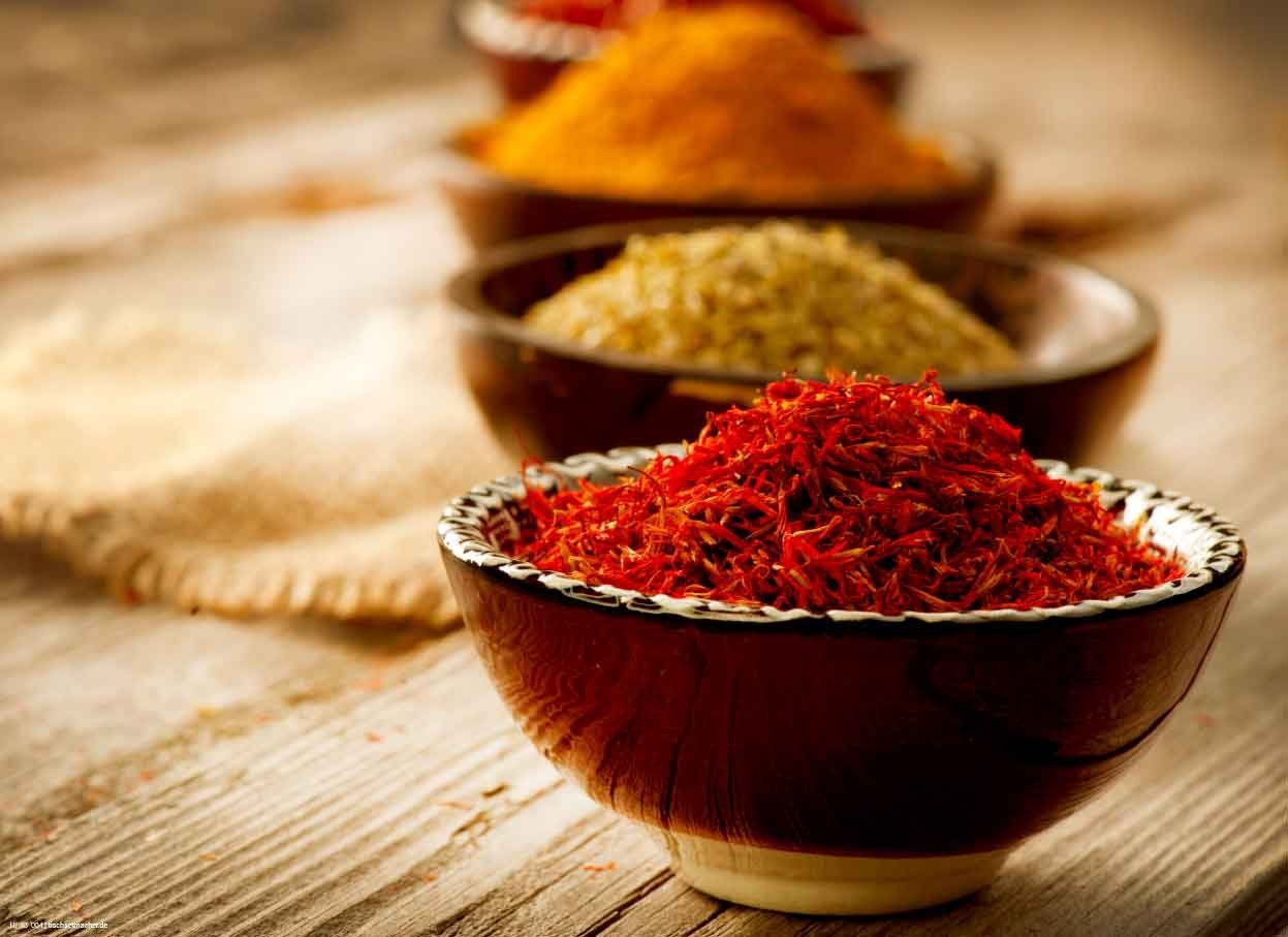 Tischsetmacher Platzset Tischsets I Platzsets - Indische Safran Gewürze - 12 Stück aus hochwertigem Papier 44 x 32 cm, (12-St)