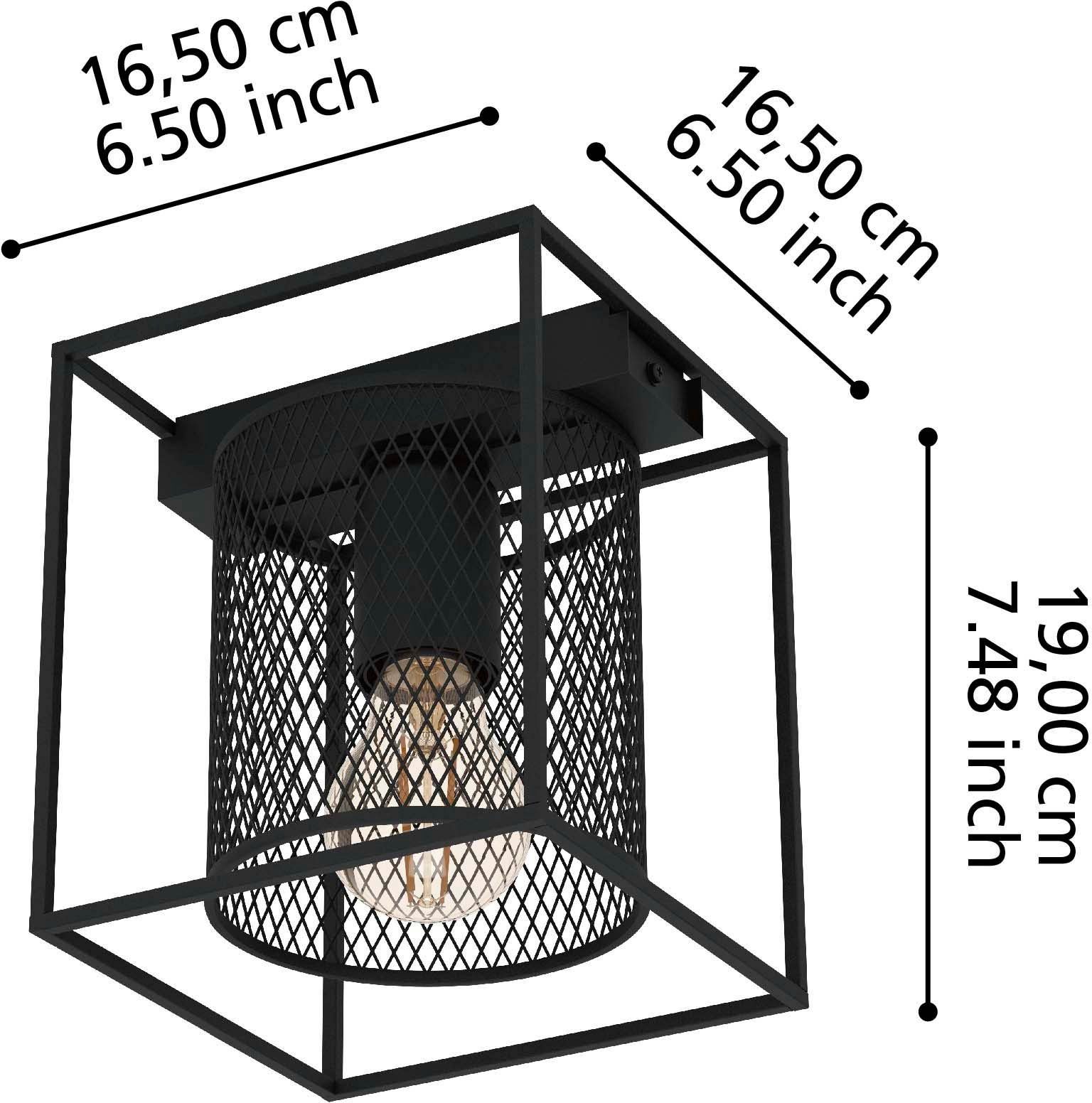 EGLO Deckenleuchte CATTERICK, Leuchtmittel wechselbar, schwarz Deckenleuchte aus 40W Stahl E27 ohne - in Leuchtmittel, exkl. 