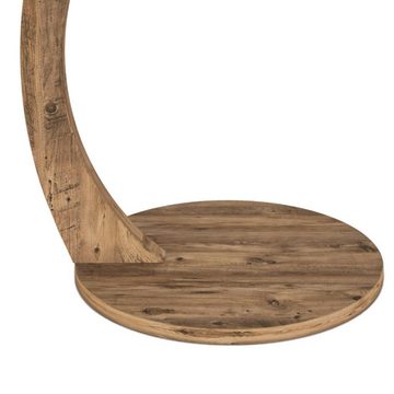 en.casa Beistelltisch, »Holeby« C-Form mit 4 Rollen 56xØ38cm Holzoptik