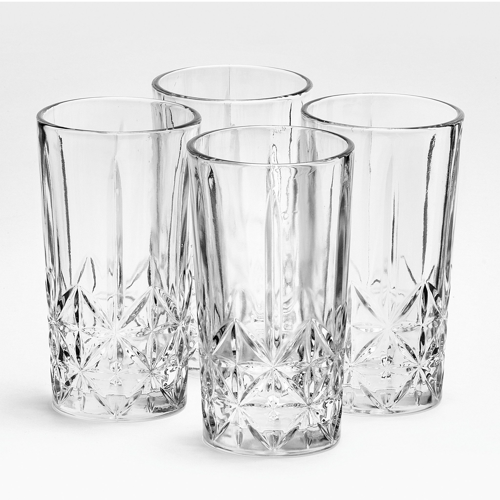 van Well Longdrinkglas Longdrinkgläser 260 ml Marc, 4 Stück, 4-tlg., Glas, Kristalloptik, spülmaschinengeeignet