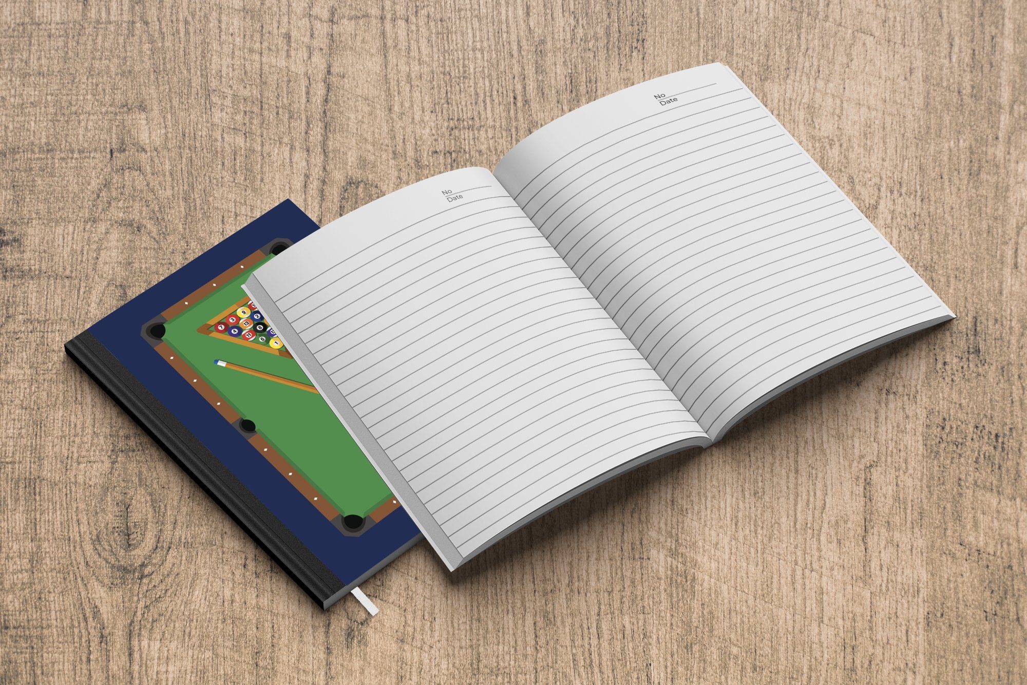 Tagebuch, Merkzettel, Billardtisches, MuchoWow Spiel Notizbuch der Illustration Eine Journal, das 98 Notizheft, ist., eines A5, für Seiten, Haushaltsbuch bereit