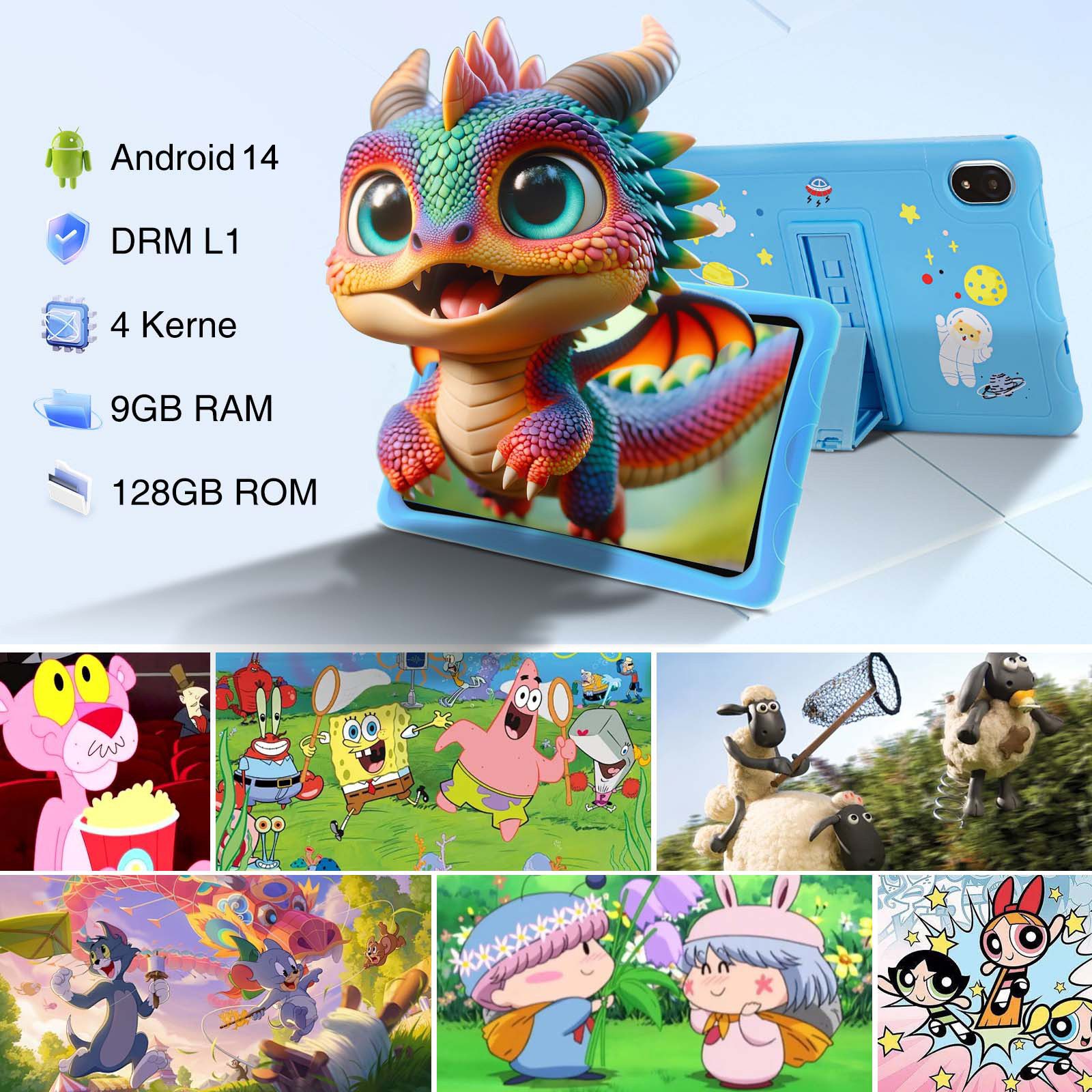 DOOGEE U10 KID 10.1 Zoll 128GB/1TB Kinder Tablet, 5MP+8MP Tablet (10.1", 128 GB, Android 14, vorinstallierte Kinder Lernsoftware und Spiele,Anti-Blaulicht)