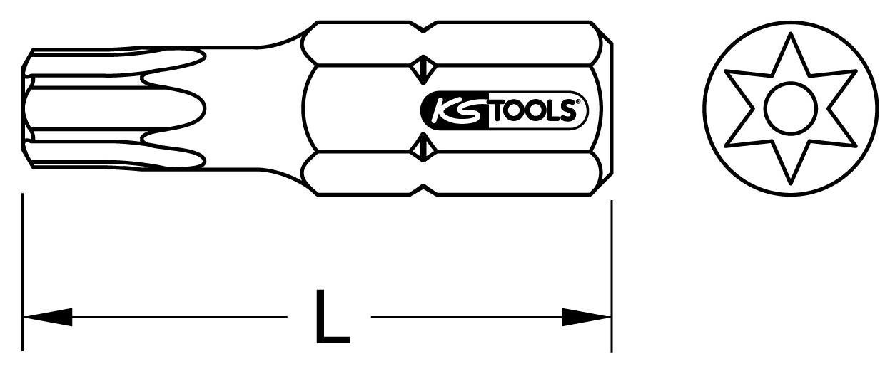 Thumbnail - KS Tools Bohrer- und Bitset 1/4" TORSIONpower Bit Torx, 25mm, TB30, mit Bohrung, 5er Pack