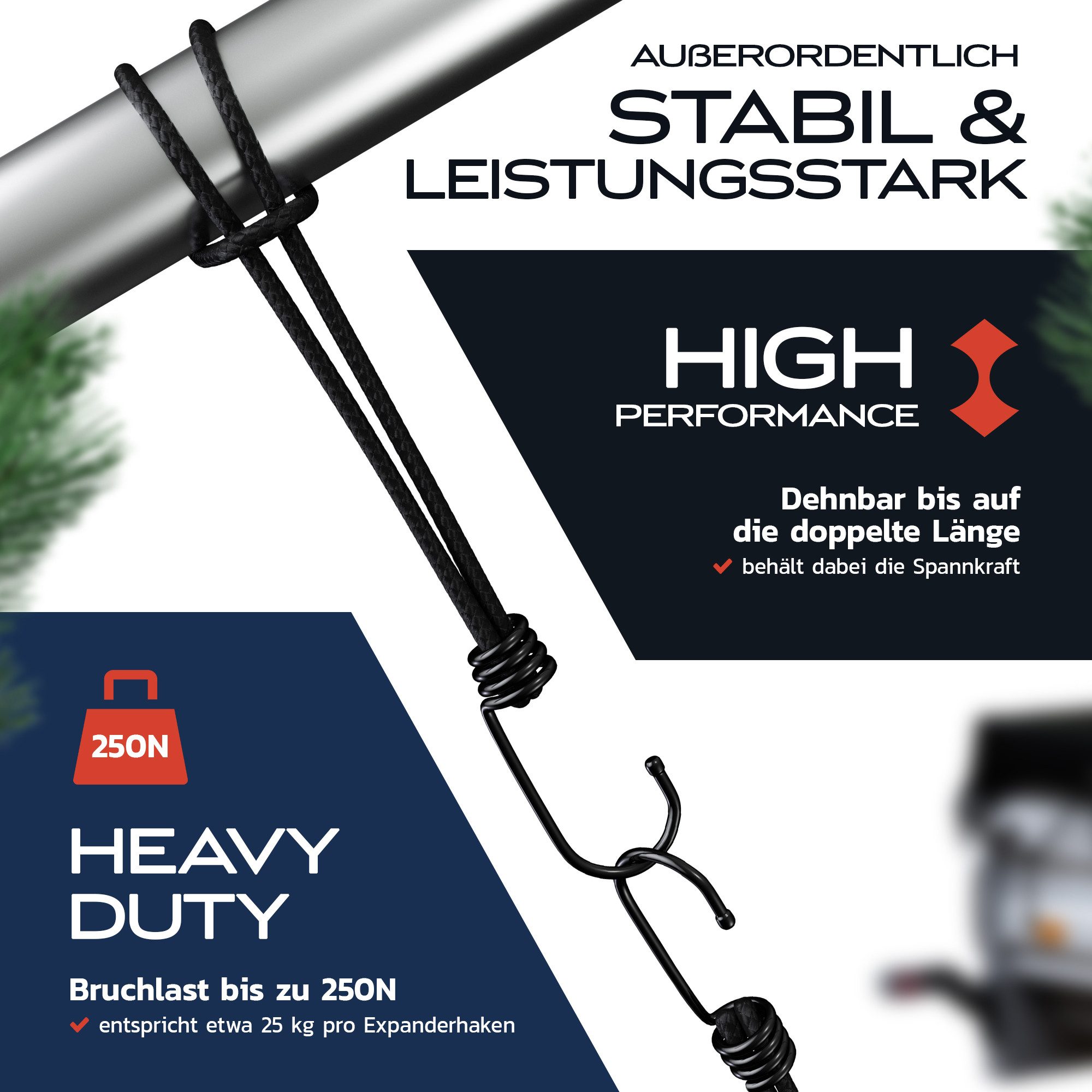 TRIBURG Anhängernetz [DEKRA Geprüft] mit Randverstärkung inkl. Expander Haken, Anhänger Netz mit Randverstärkung inkl. Gummispanner