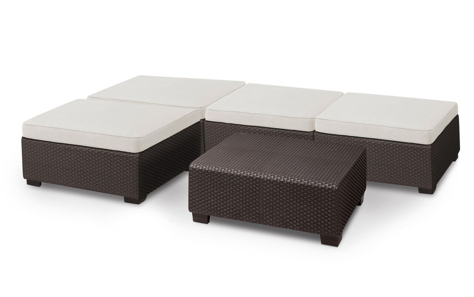 5 Hocker Sunbrella Kissen und Loungeset Hocker inkl. tlg Allibert Tisch Salta Allibert