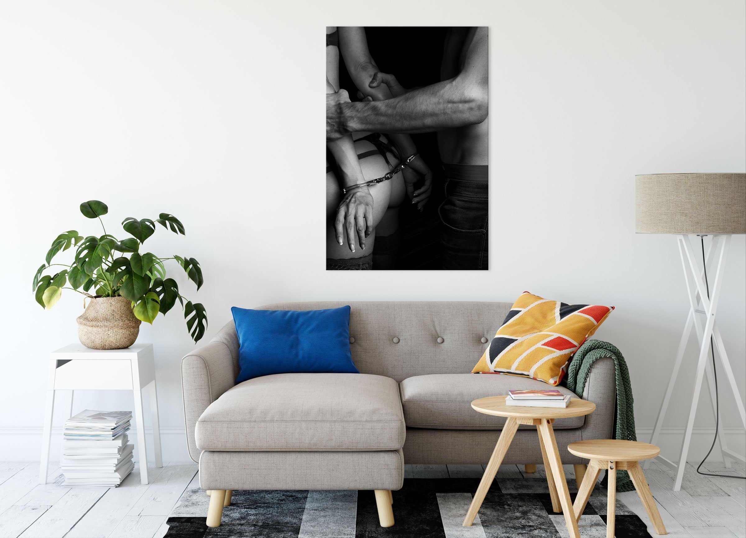 Pixxprint Leinwandbild Sexy Frau in Handschellen, günstig online kaufen