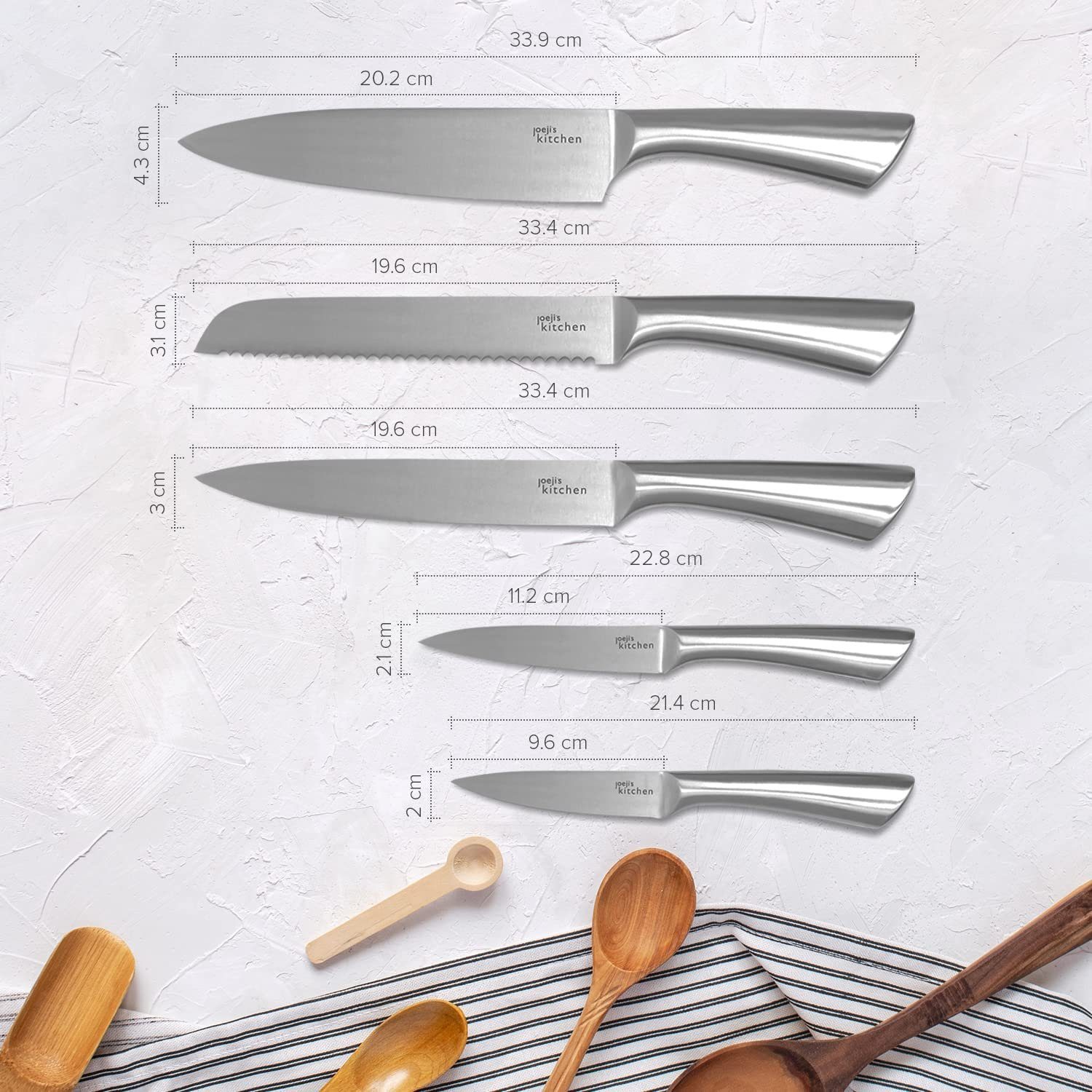 Universalküchenmesser Küchenmesser 5-in-1 aus JOEJI’S Scharfe Edelstahl KITCHEN Set Messerset -