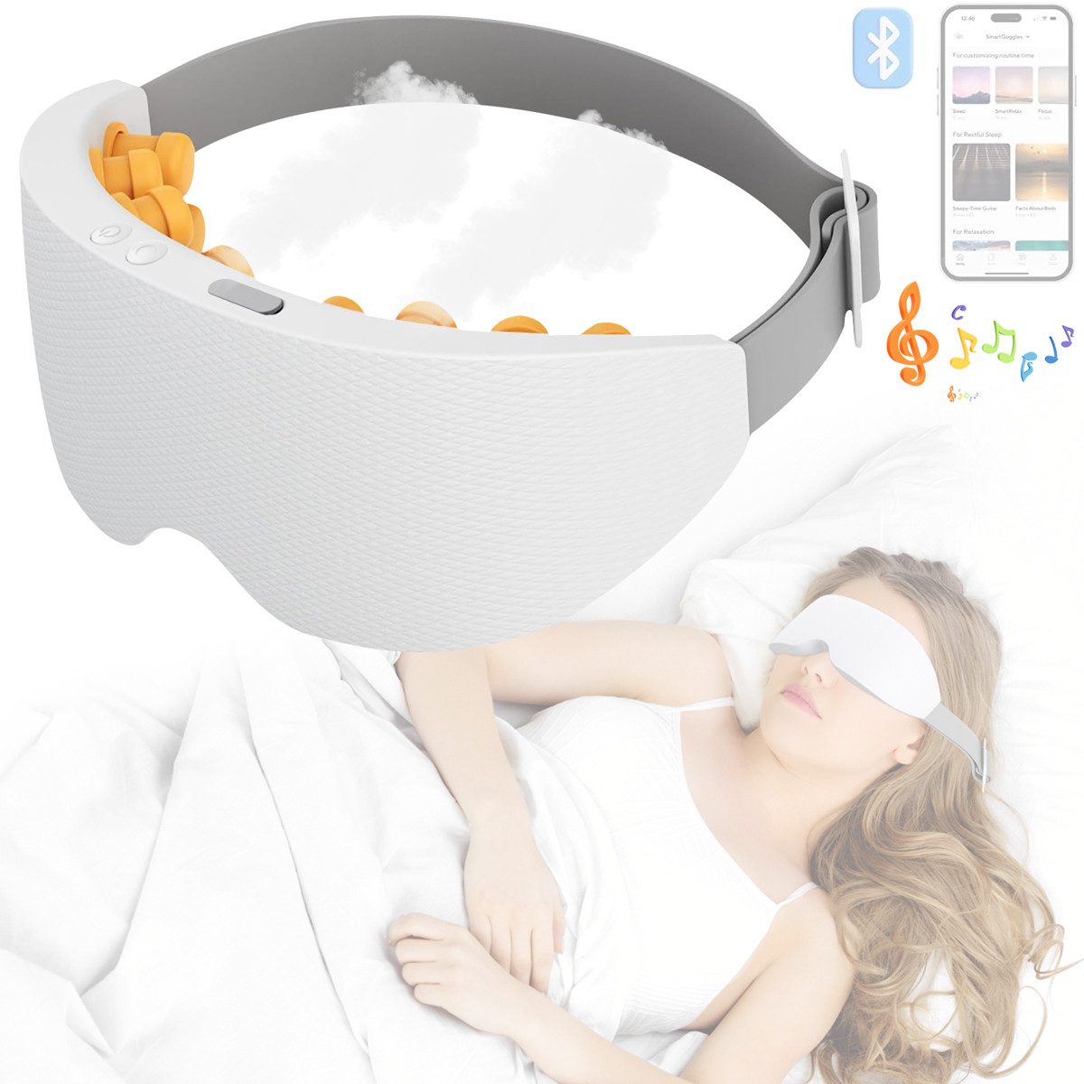 Massagegerät Massagegerät Augenmassagegerät SmartGoggles Augenmaske mit 4 Modi,Weiß