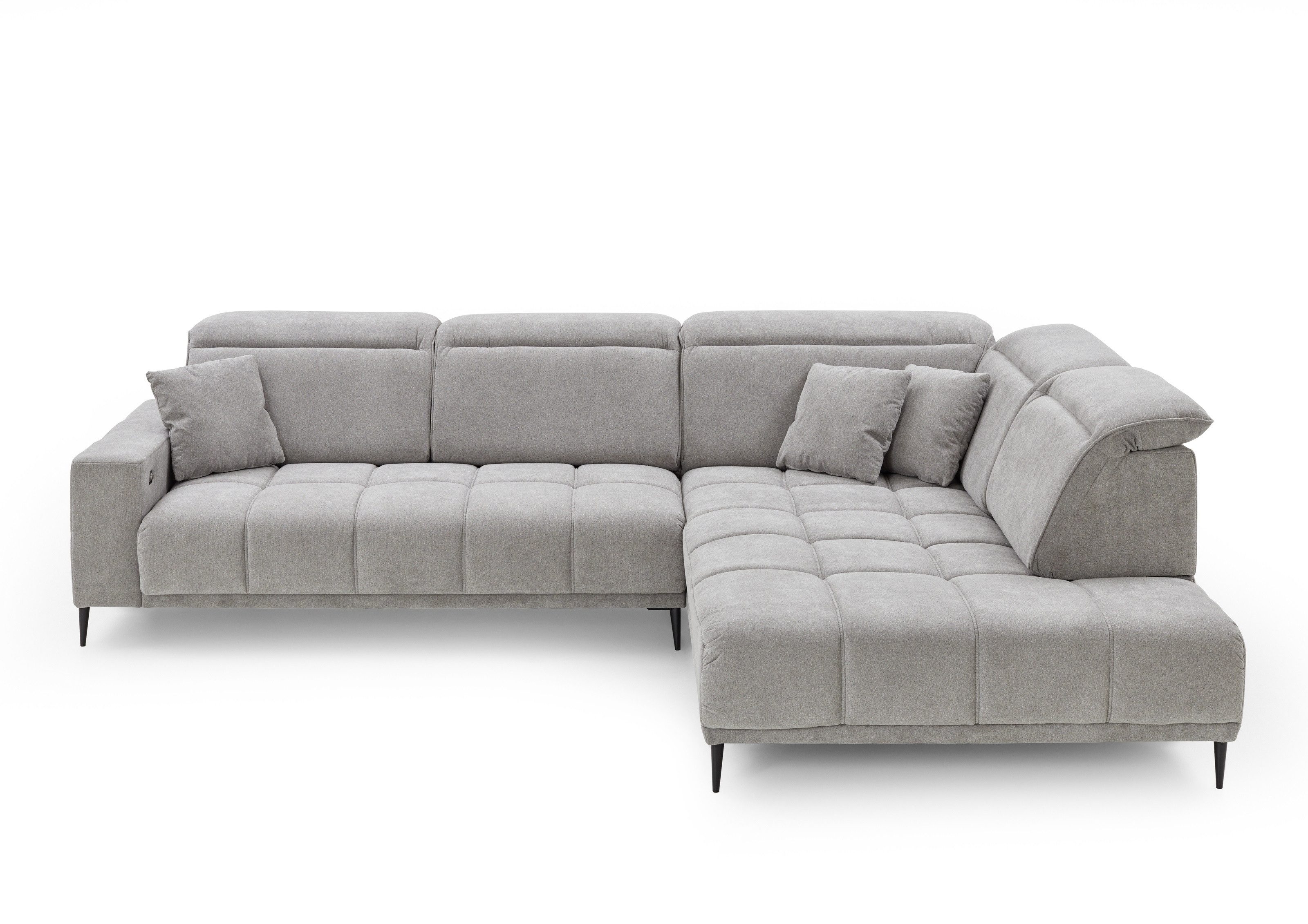 freiraum Wohnlandschaft Lindesberg, elektr. Sitzverstellung, Federkern, hellgrau - 317x107x230cm (BxHxT)