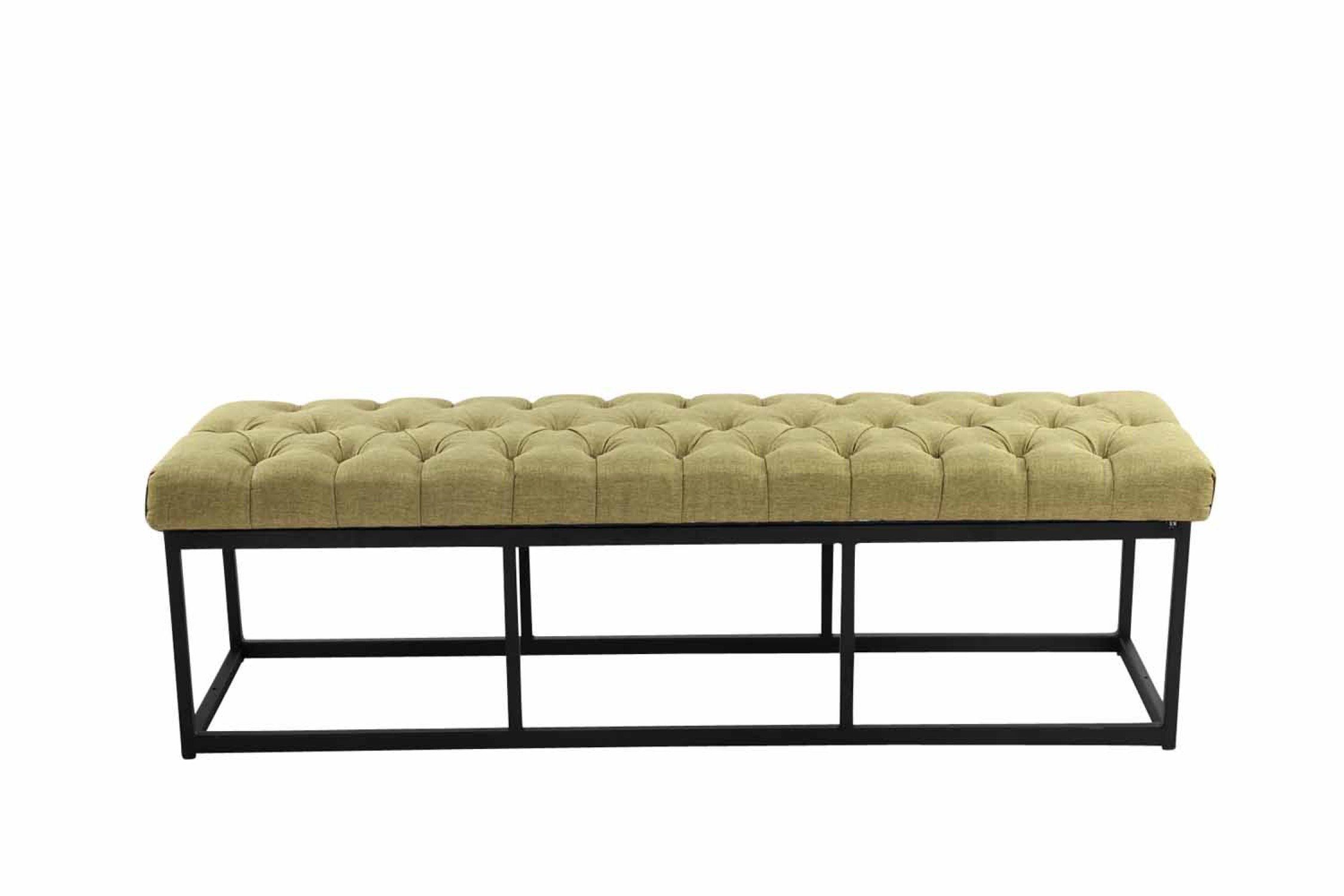 TPFLiving Sitzbank Amor B (Elegante Sitzbank mit stylisch gestepptem Sitzbezug, Stabiles Vierfußgestell aus Metall), Maße (TxBxH): 38 x 150 x 46cm - Farbe: grün