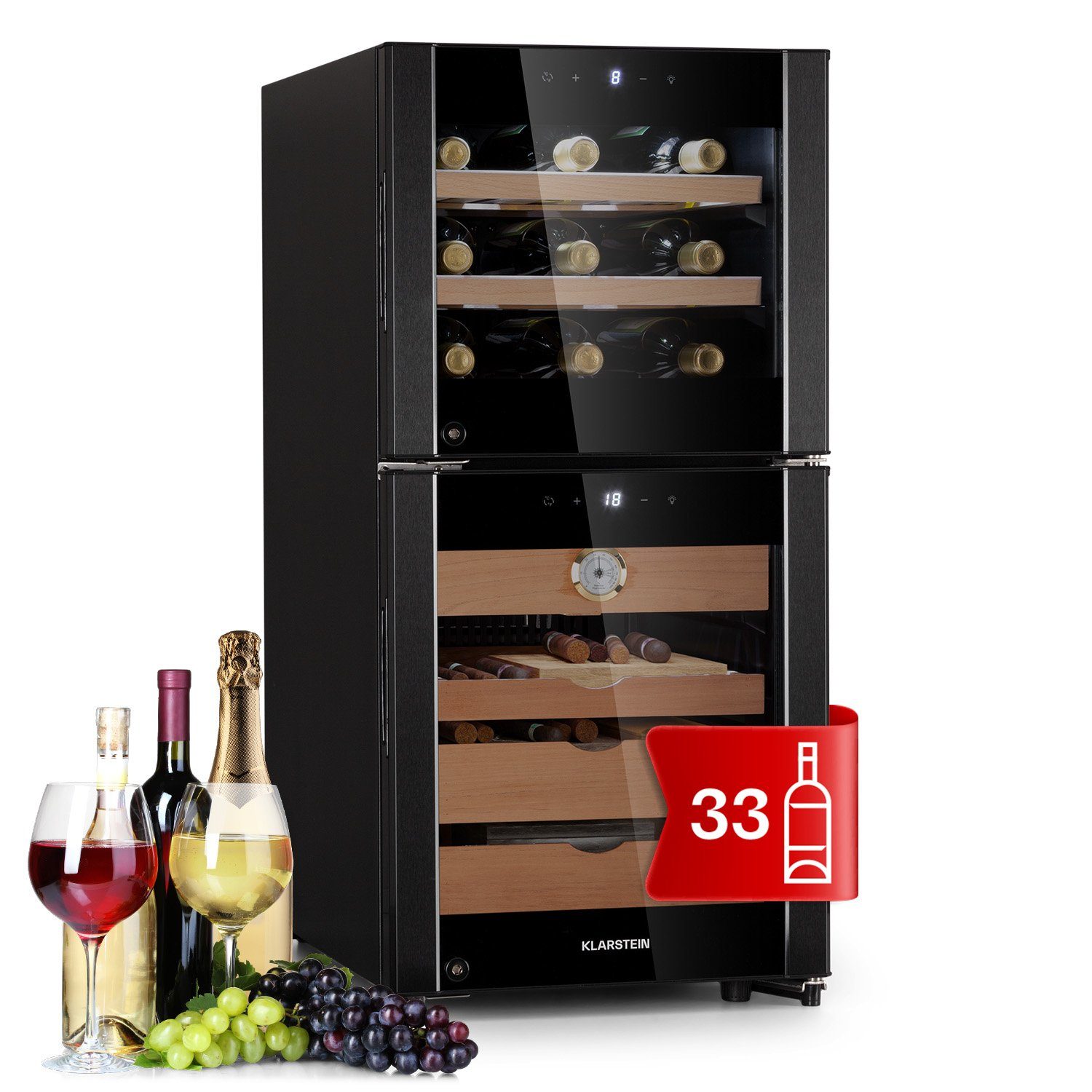 Klarstein Weinkühlschrank El Dorado, für 33 Standardflaschen á 0,75l