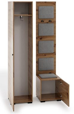 Beautysofa Garderobenschrank C11, C12 Kleiderschrank für Zuhause, in Loft Stil, zweitürig Schrank