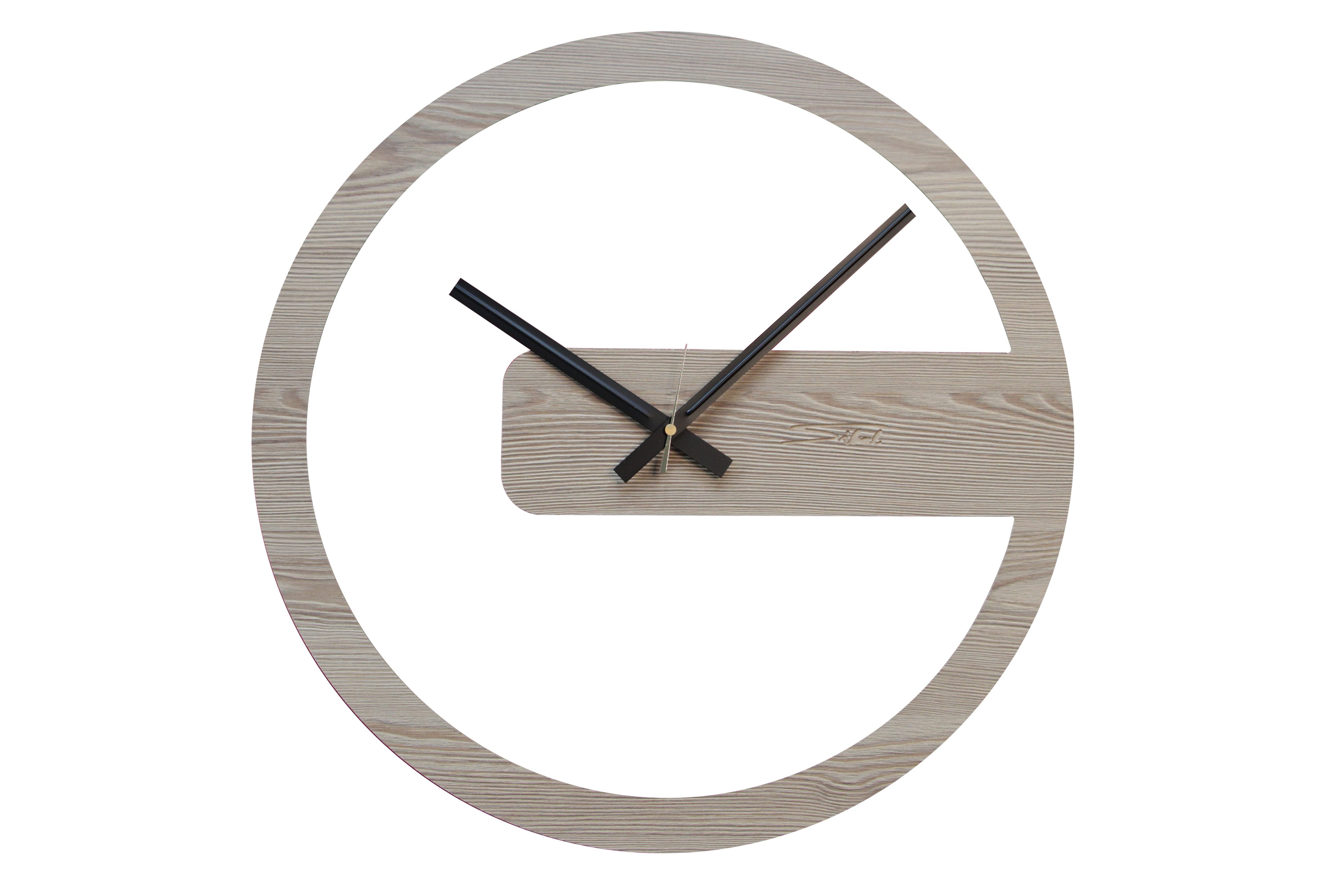 SIBAL Design.Home Wanduhr Uhr "Modern Forms" (50cm Durchmesser) (geräuschloses Quarzuhrwerk) Berglärche | Wanduhren
