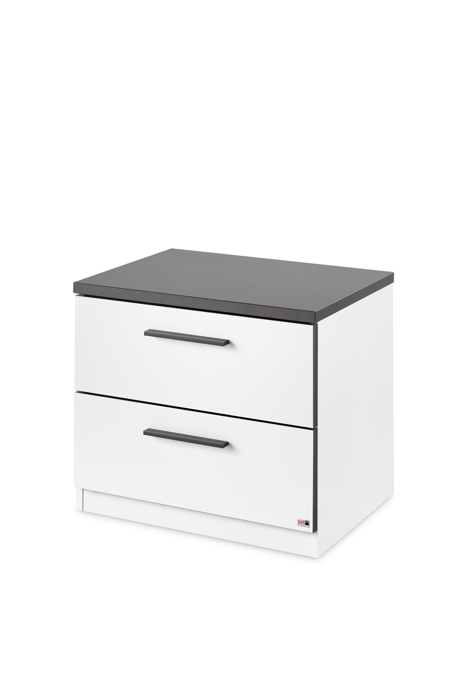 freiraum Nachtkommode Denver, 2 Schubladen, in weiß/graphit - 53,6x46,3x40cm (BxHxT)