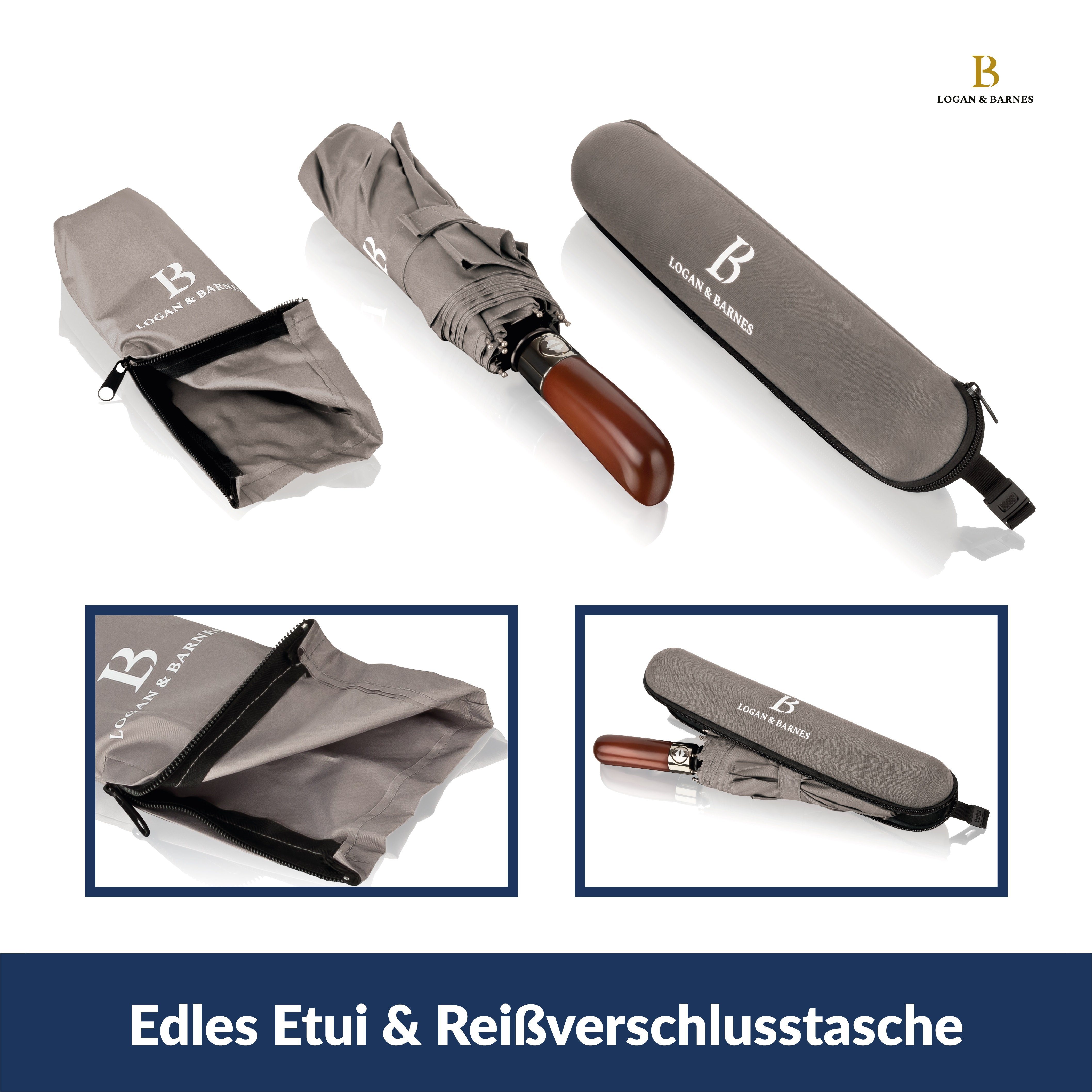 Logan & Barnes Taschenregenschirm Dublin, Sturmfest bis 140 km/h