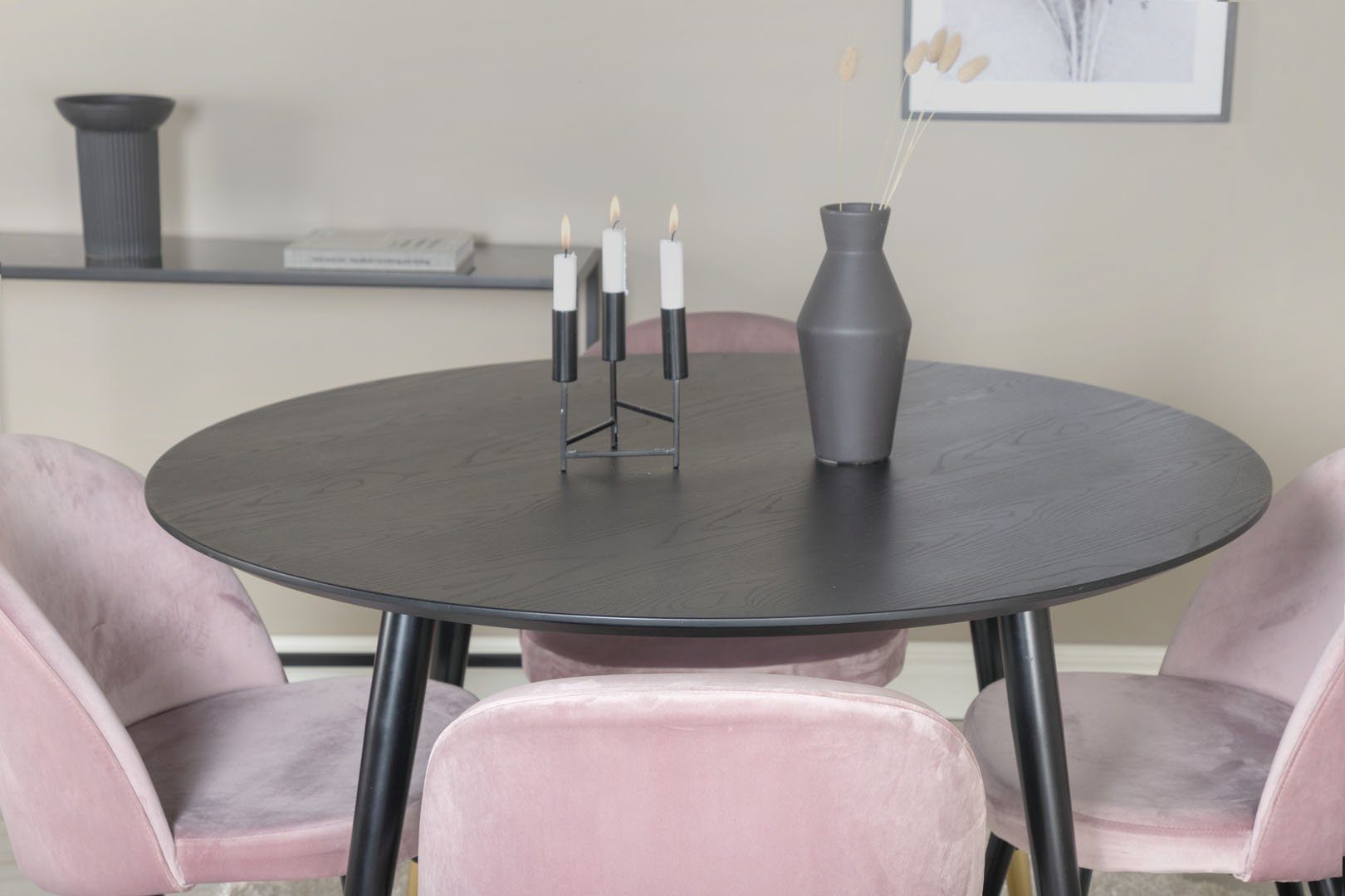 Velv, 4 schwarz Essgruppe Pink Esstisch (5-tlg) ebuy24 und Essgruppe DippØ115BLBR