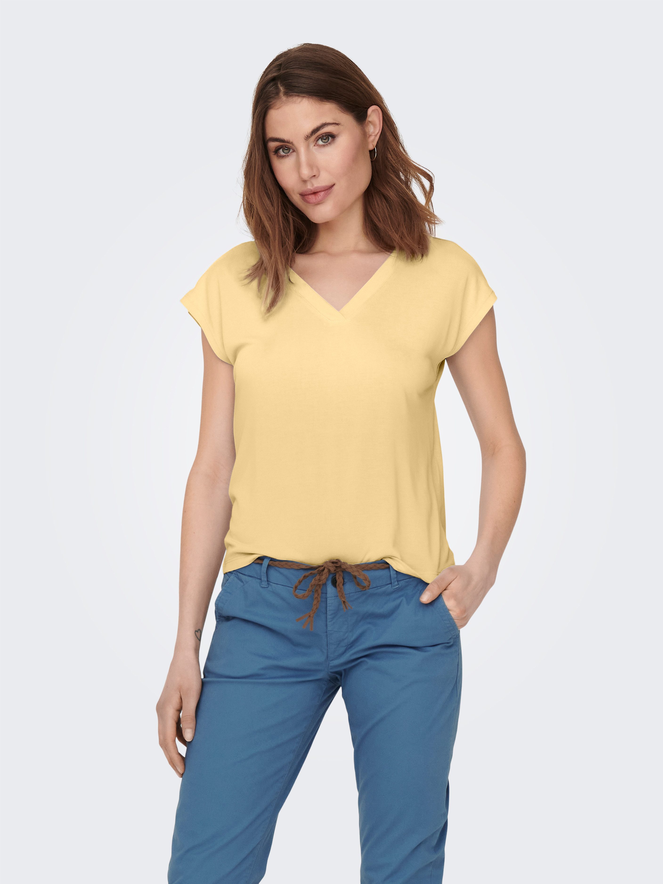 V-Shirt ONLFREE S/S MOD.V-NECK TOP JRS NOOS