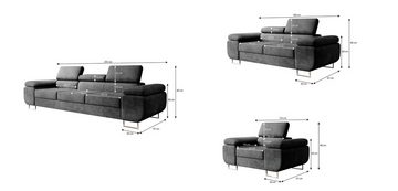 Möbel Punkt Polstergarnitur Miami 3-2-1, (Set, 3-2-1), inkl. Bettfunktion, inkl. verstellbare Kopfstützen