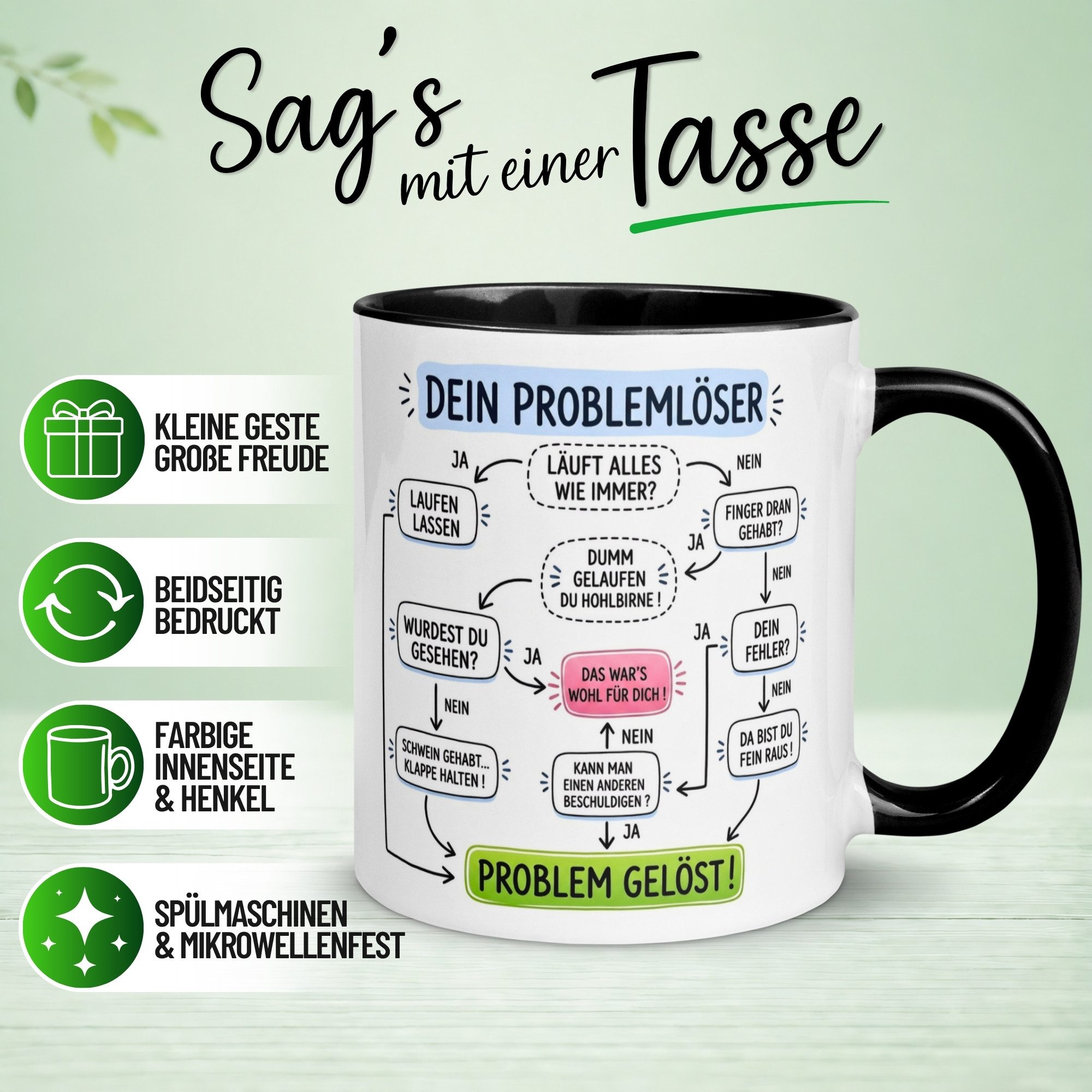 Momentals Tasse Kollege – Dein Problemlöser – Geschenk Chef Chefin Kollege Kollegin, Gratis Versand · Links-&Rechtshänder · Spülmaschinenfest