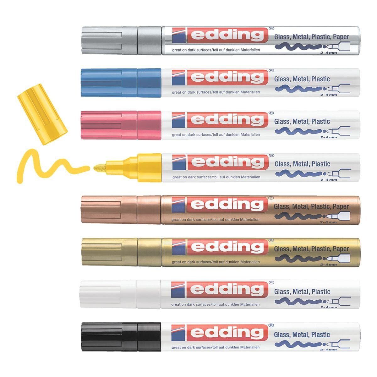 edding Lackmarker 750, (8-tlg), Glanzlackmarker, Strichstärke 2-4 mm