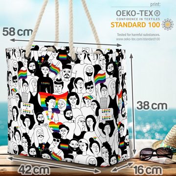 VOID Strandtasche (1-tlg), Love Pride Menschen Cartoon Zeichnung Love Gay pride flag parade club