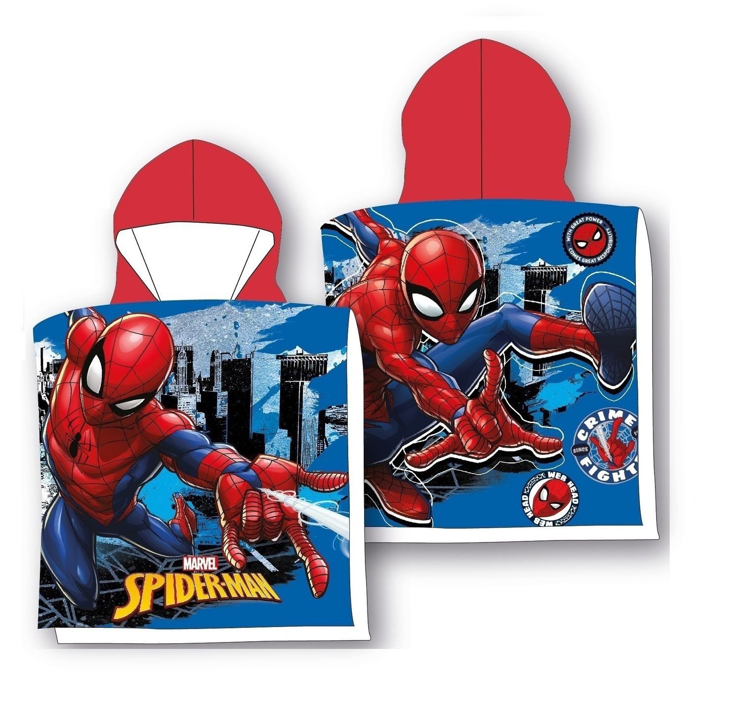 texpot Badeponcho Badeponcho 55x55 cm mit Kapuze Spiderman Kinderbademantel, 55, Baumwolle, strapazierfähig