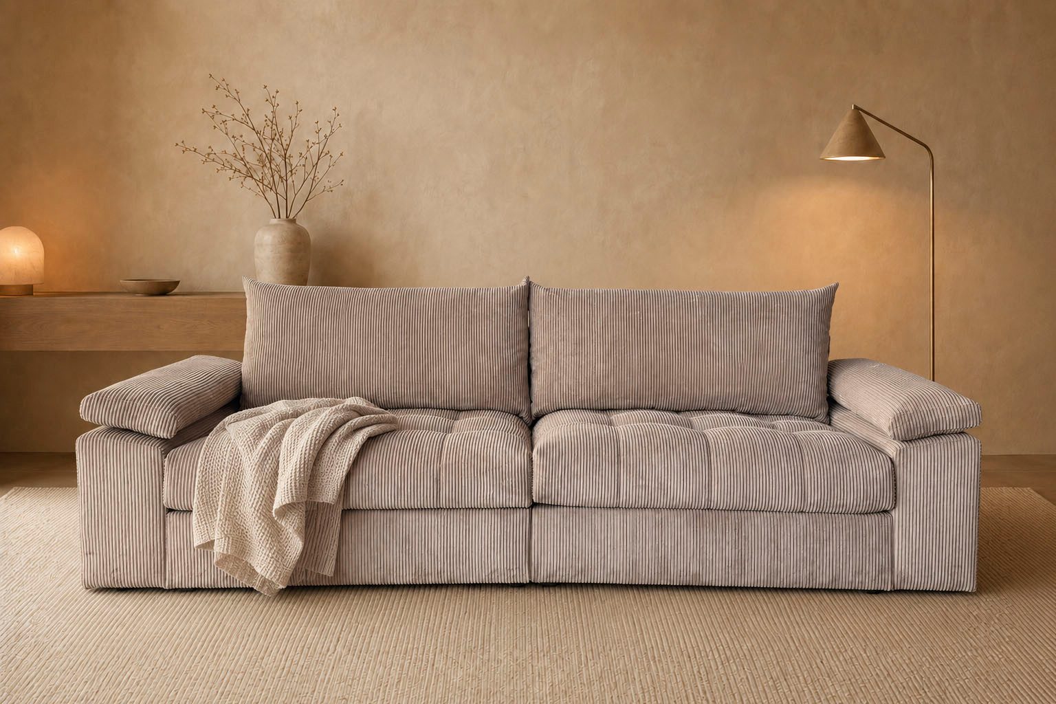 OTTO home Big-Sofa Soft&Cosy Pik XXL, B: 303 cm, Mega Sofa in Cord, Lounge-Komfort mit edler Sitzsteppung, Federkern