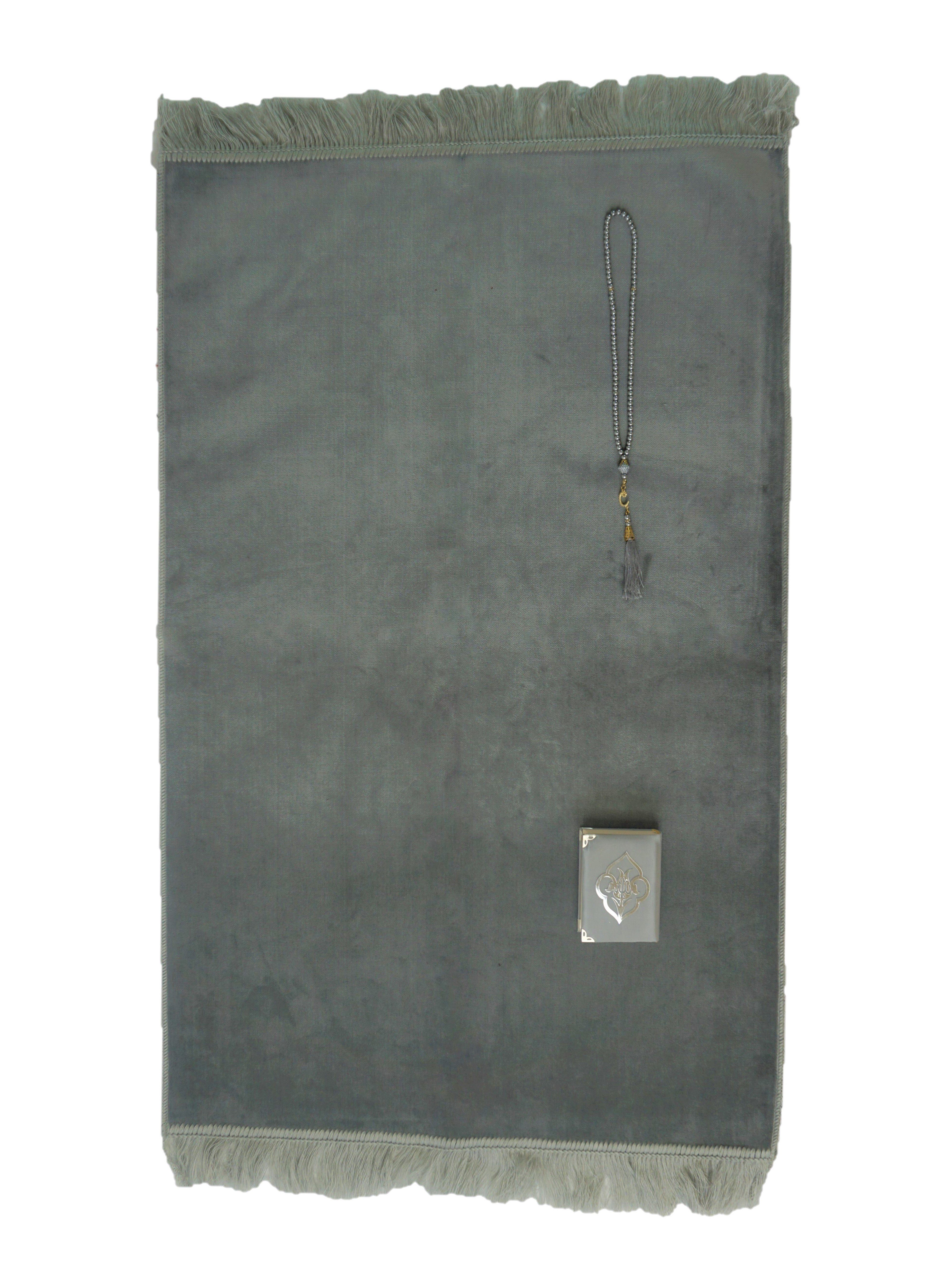 Lale Collection® Orientteppich Gebetsteppich Grau +Koran +tasbih Samt dünn günstig online kaufen