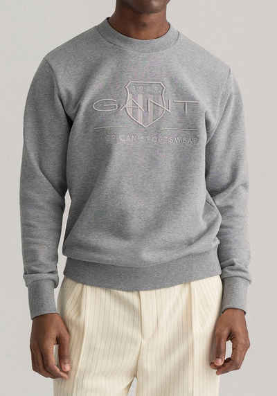 Gant Sweatshirt D1. TONAL ARCHIVE SHIELD C-NECK mit Logostickerei auf der Brust