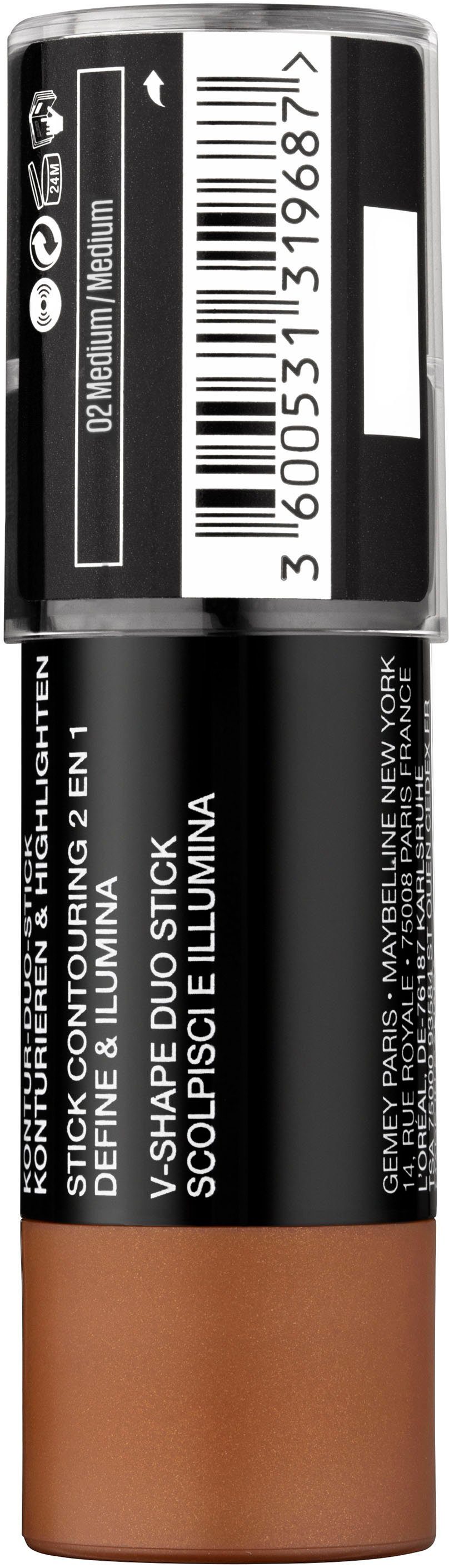 MAYBELLINE NEW YORK Contouring-Stick FACESTUDIO CONTOUR DUO, zaubert die angesagte V-Gesichtsform im Handumdrehen