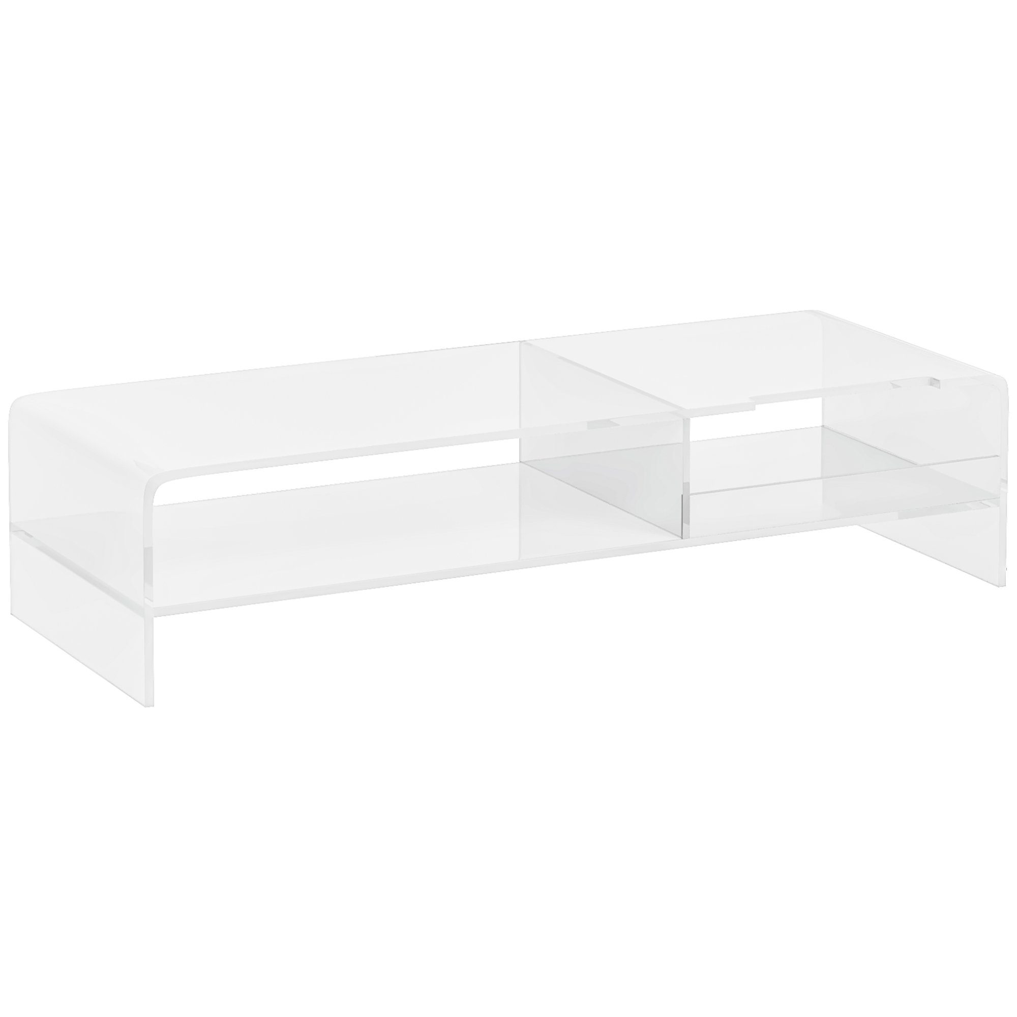 HOMCOM Monitor-Halterung Monitorständer Bildschirmerhöhung mit Staufach für Monitore bis 24", (bis 24 Zoll, Schreibtischaufsatz, 1-tlg., Monitorerhöhung, für Computer, PC, Laptop bis 5kg, Acryl, 50.8 x 19 x 12 cm)