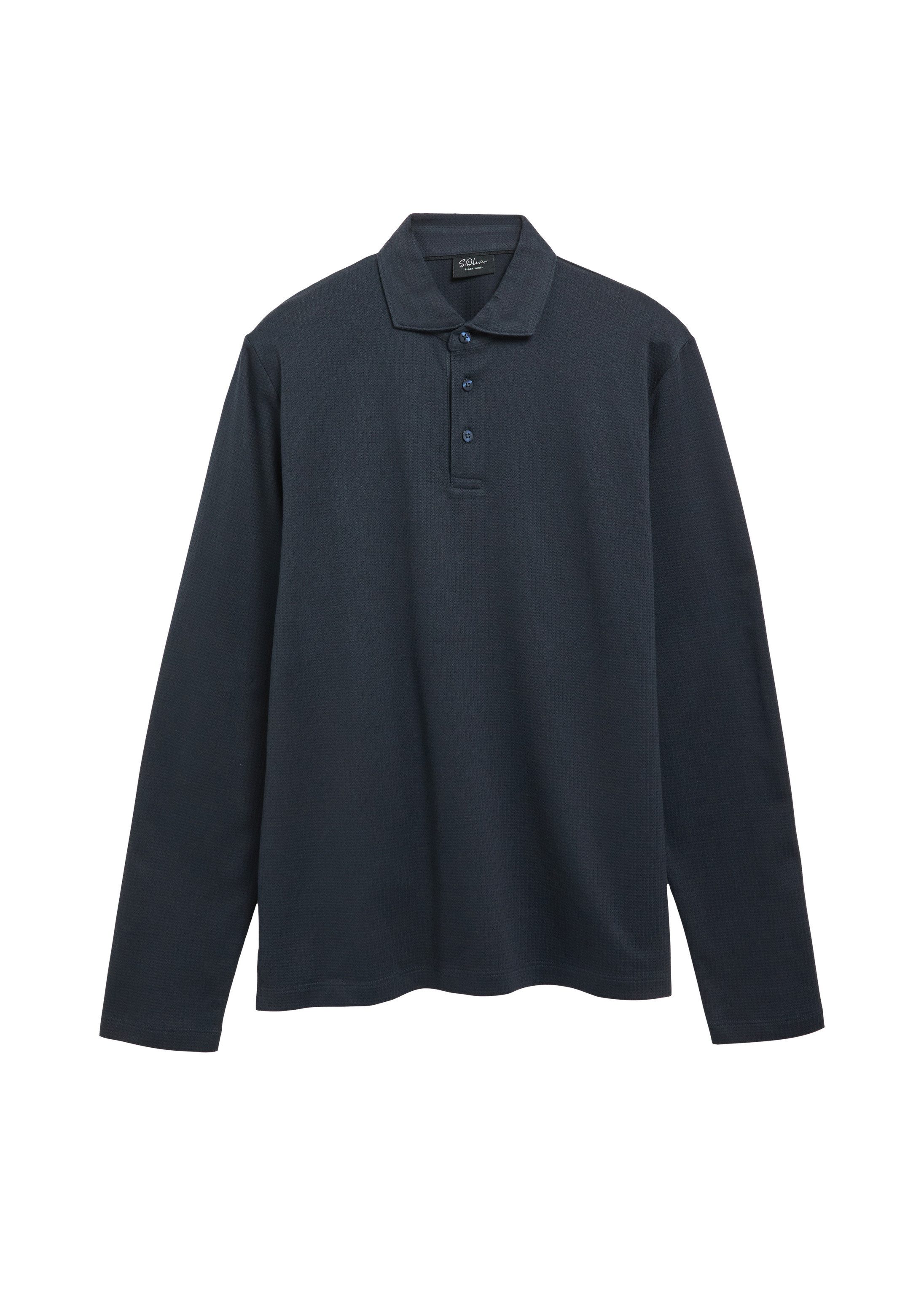s.Oliver Langarmshirt Polo-Shirt Poloshirt aus merzerisiertem Baumwoll-Jacquard