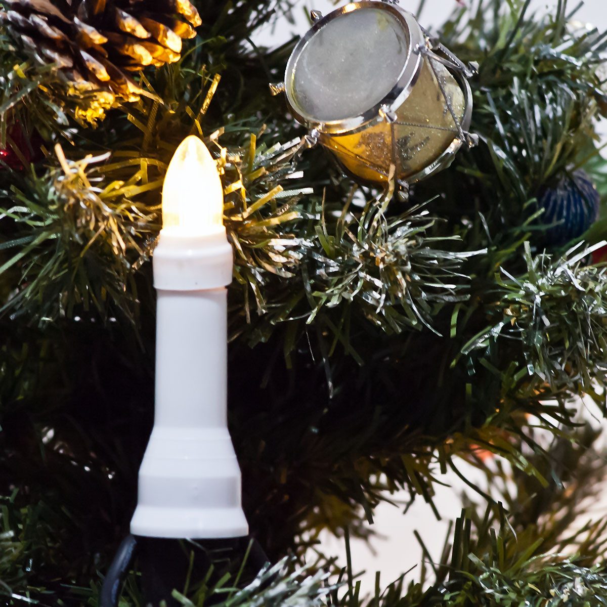 EGB LED-Lichterkette 30er LED Außen Lichterkette mit Topkerzen warmweiß