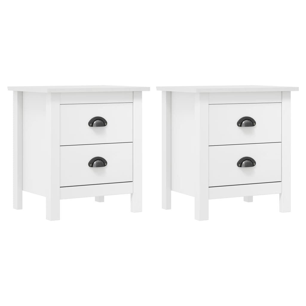Nachttisch 2 Stk. Weiß 46ã35ã49,5 Cm Massivholz Kiefer günstig online kaufen