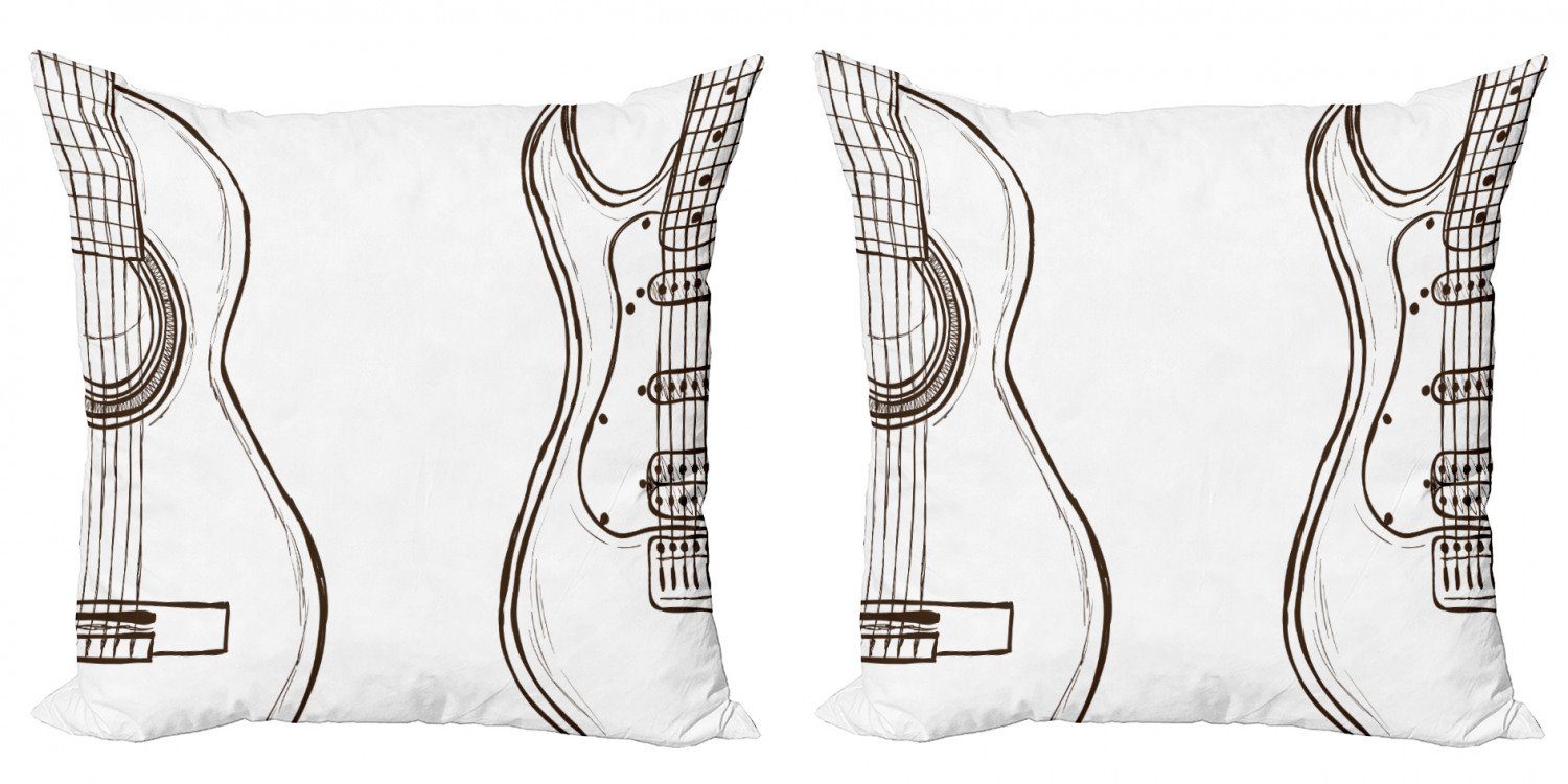 Doodle Doppelseitiger Stil Gitarre Abakuhaus Kissenbezüge Modern Instruments Stück), (2 Digitaldruck, Accent