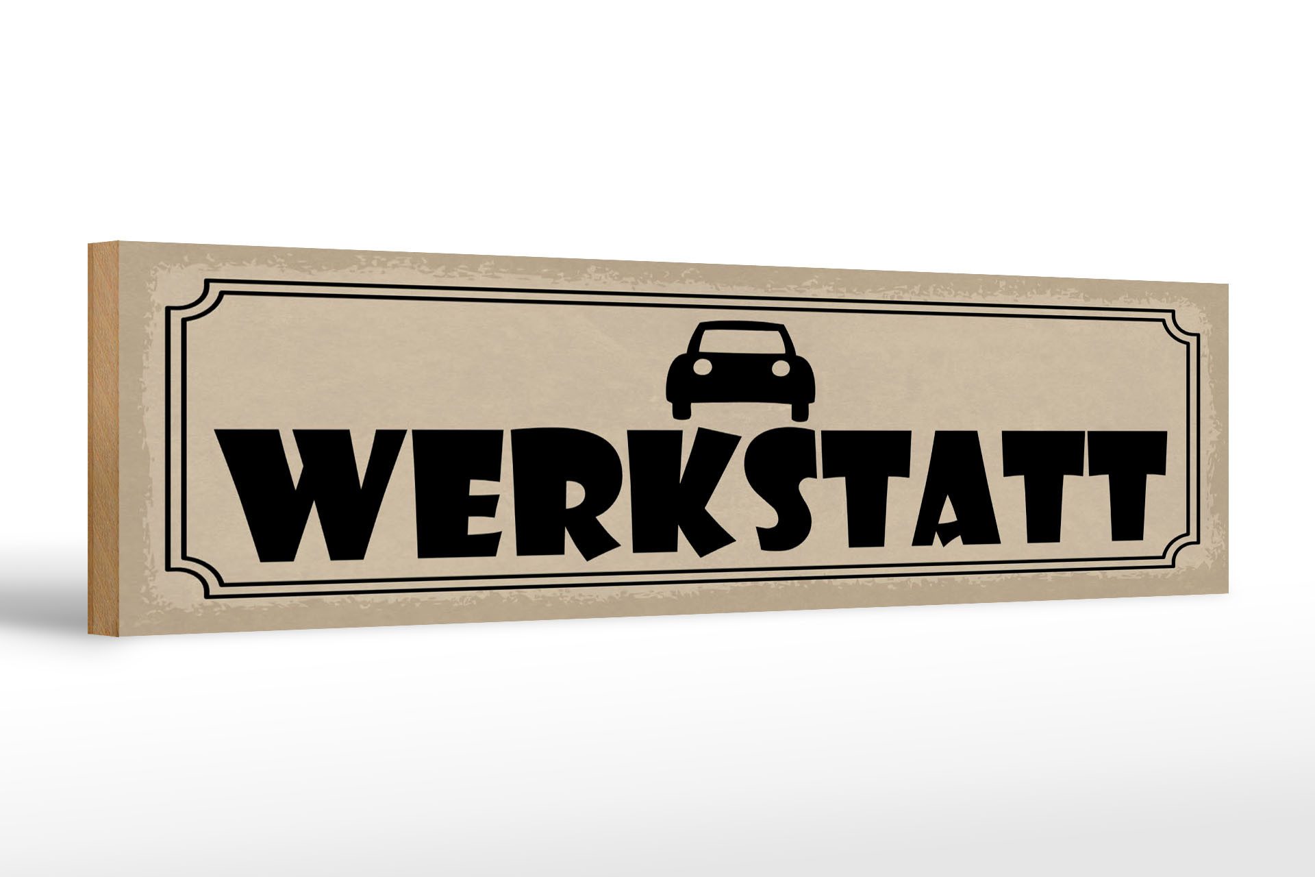 Holzbild Hinweis 46x10 cm Auto Werkstatt
