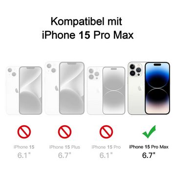 Holeohon Handyhülle 5 in 1 Smartphone-Hülle & Blickschutz für iPhone 15 Pro Max/ iPhone 15 Pro/ iPhone 15 Plus/ iPhone 15, Wireless-Charging, Transparentes Schwarz Case, nie Vergilbend