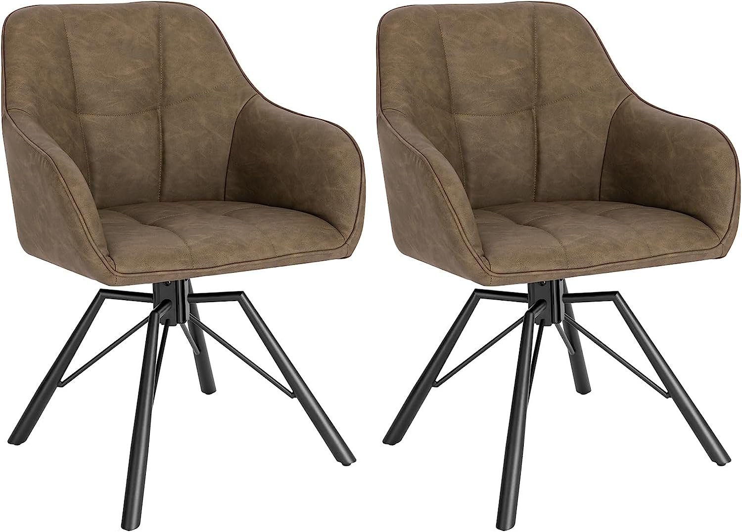 Woltu Polsterstuhl (2 St), drehbar Esszimmerstuhl mit Armlehnen Rückenlehne