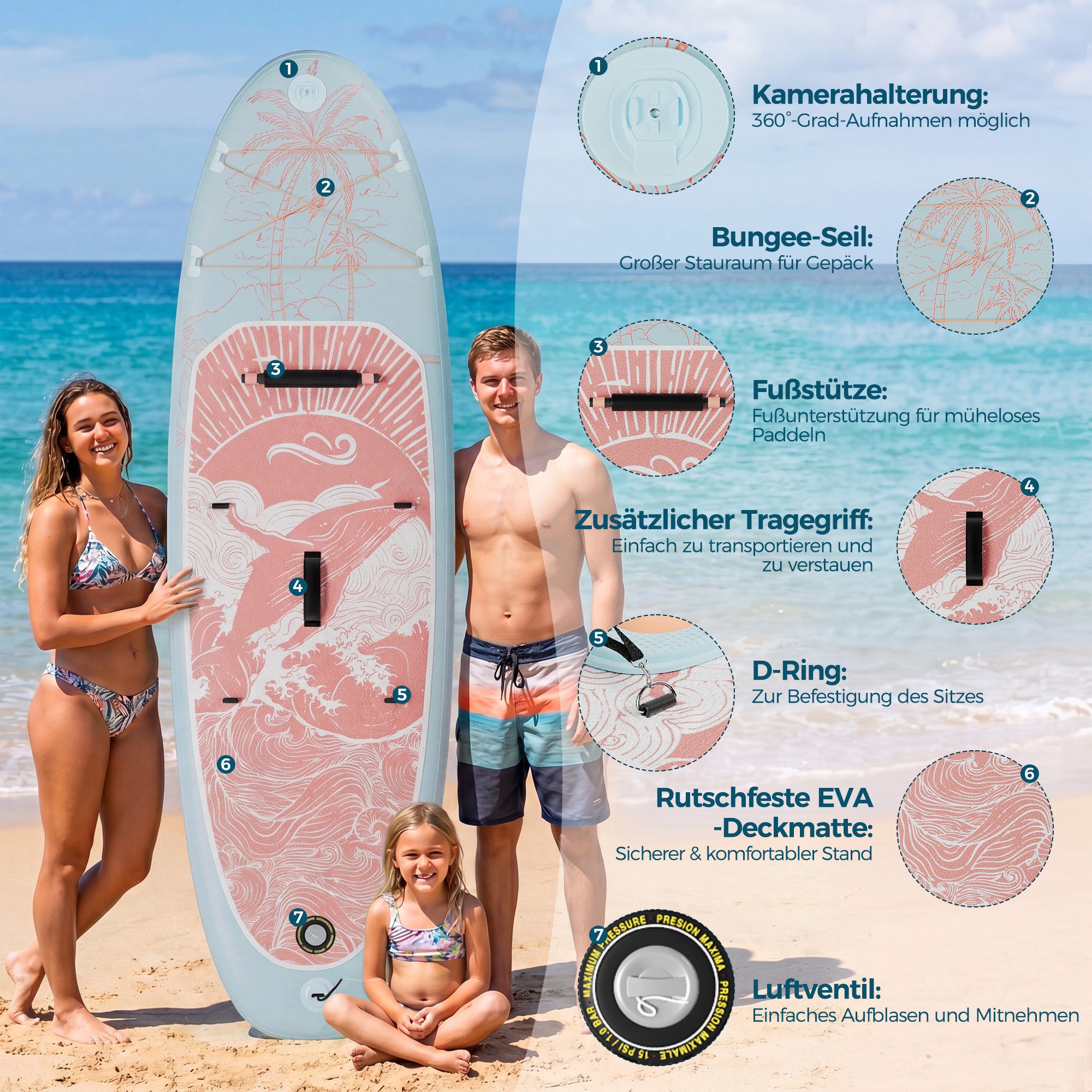 HOMALL Inflatable SUP-Board Aufblasbares Stand Up Paddle Board mit Halter, Sitz und Fußband, 320cm SUP-Board Set mit Action-Cam Halterung, Bis 130kg
