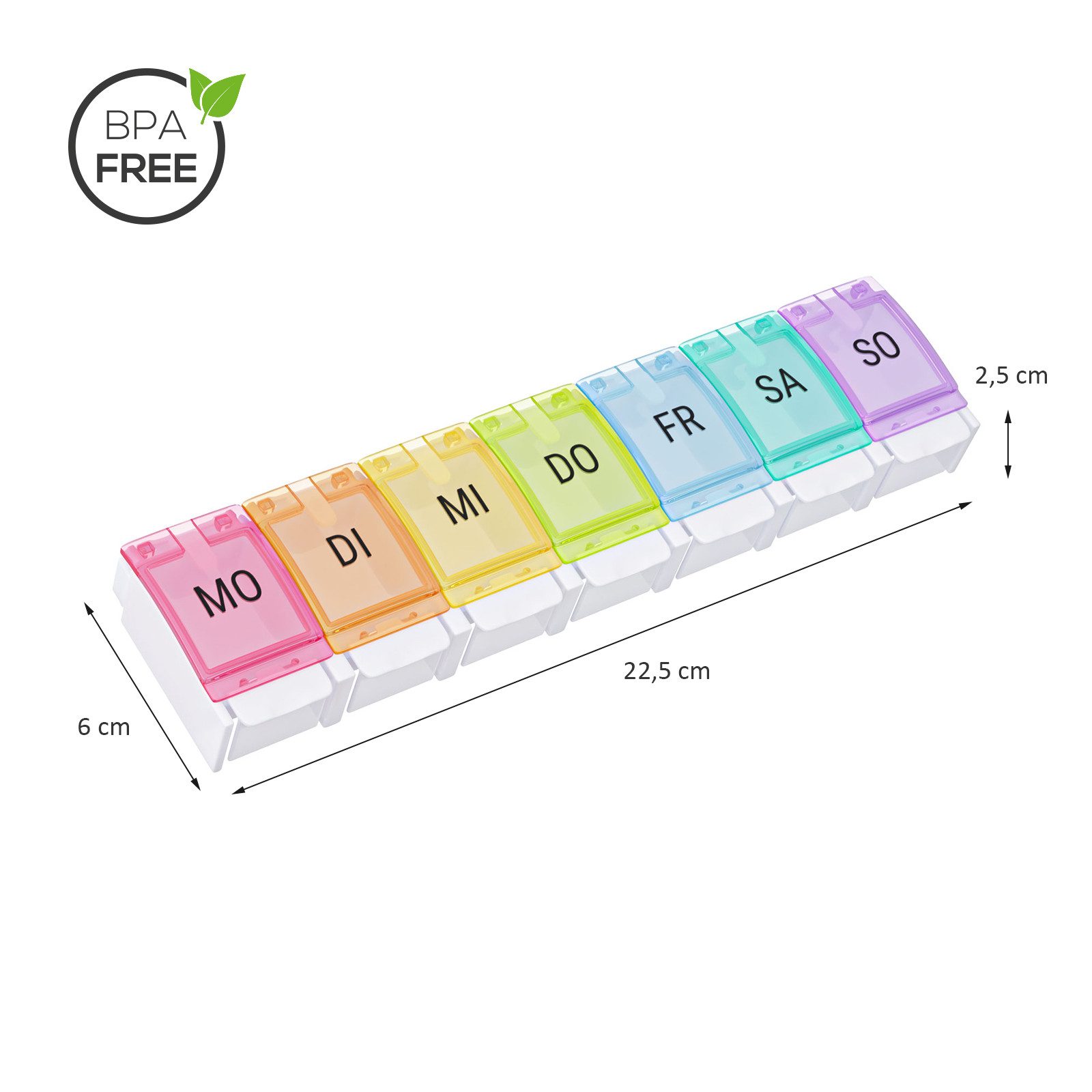 Wellgro Pillendose Tablettenbox 7 Tage mit Druckverschluss