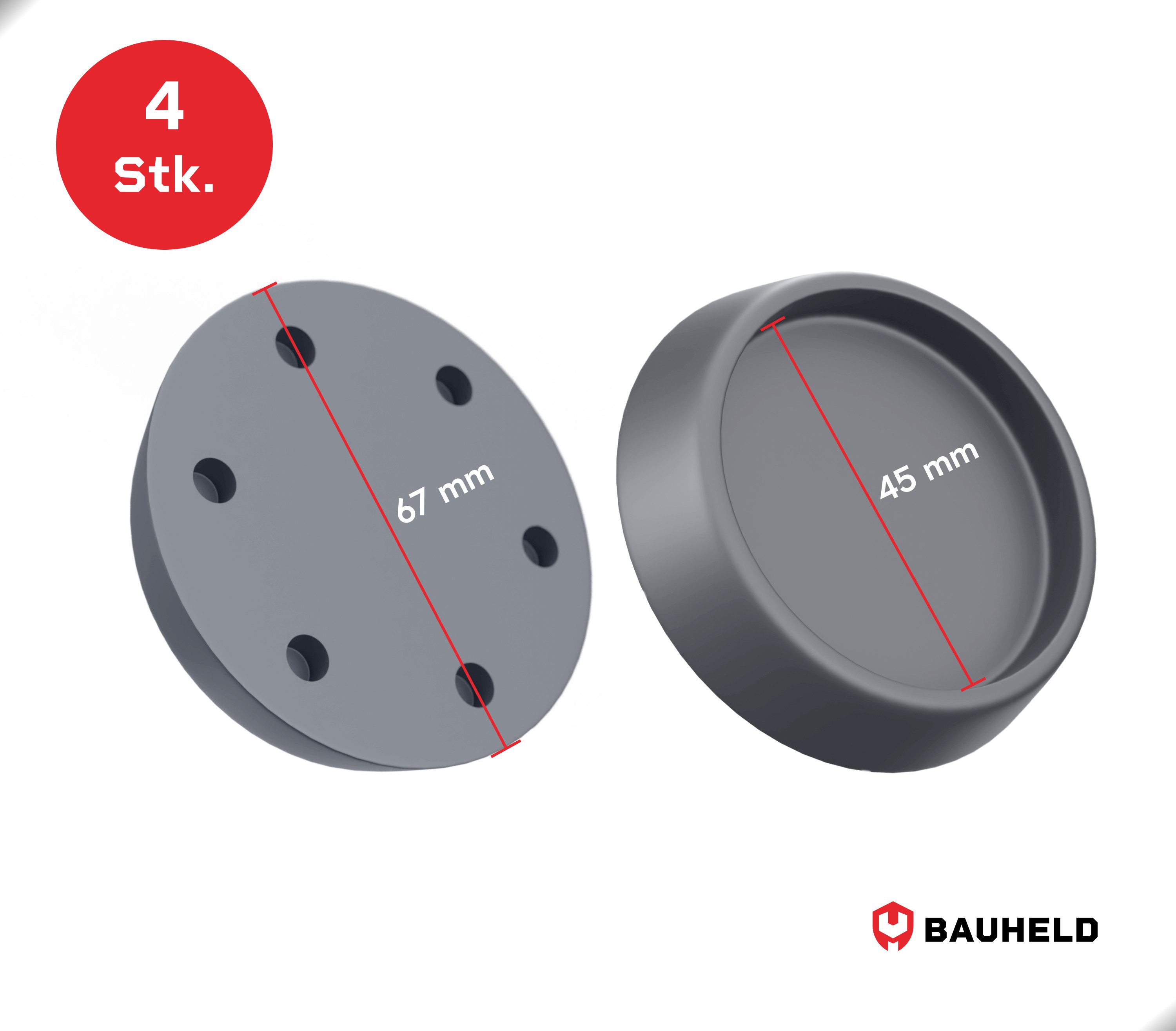 BAUHELD Anti-Rutsch-Pad Schwingungsdämpfer Waschmaschine und Trockner, (4 St), Vibrationsdämpfer, Gummifüße, Antivibrationspads