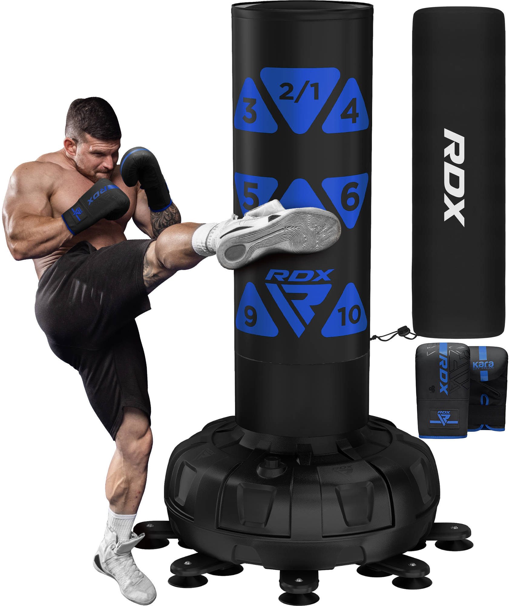 RDX Sports Boxsack RDX Boxsack mit Handschuhen, 6FT Freistehend Kickboxen MMA Fitness