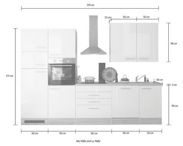 BASIC by Balculina Küche Laurel, Breite 310 cm, mit E-Geräten