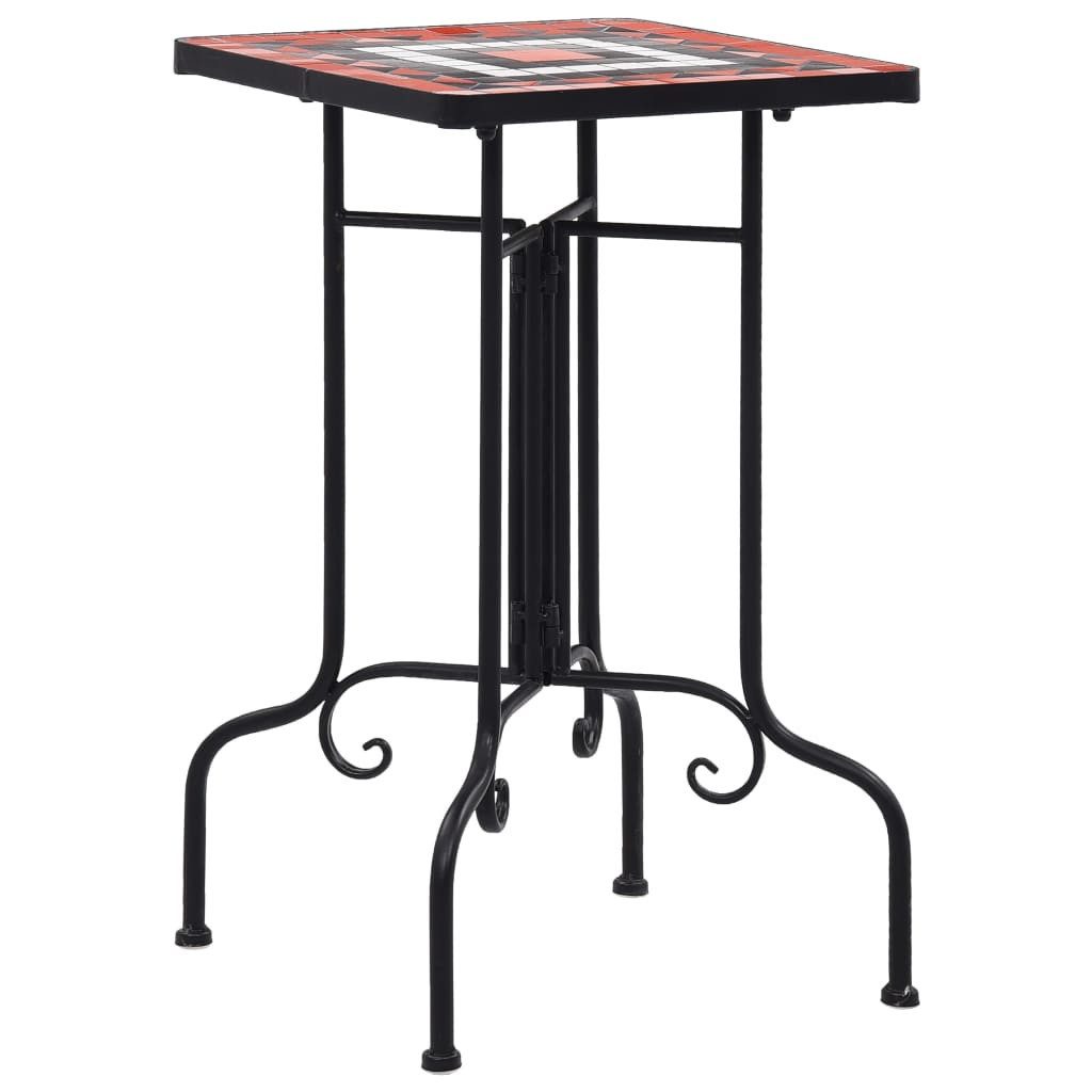 furnicato Beistelltisch Outdoor Mosaik-Tisch 35x35x56 cm in Terrakotta und Weiß mit (1-St), Wetterfester Beistelltisch mit pflegeleichter Keramik-Oberfläche