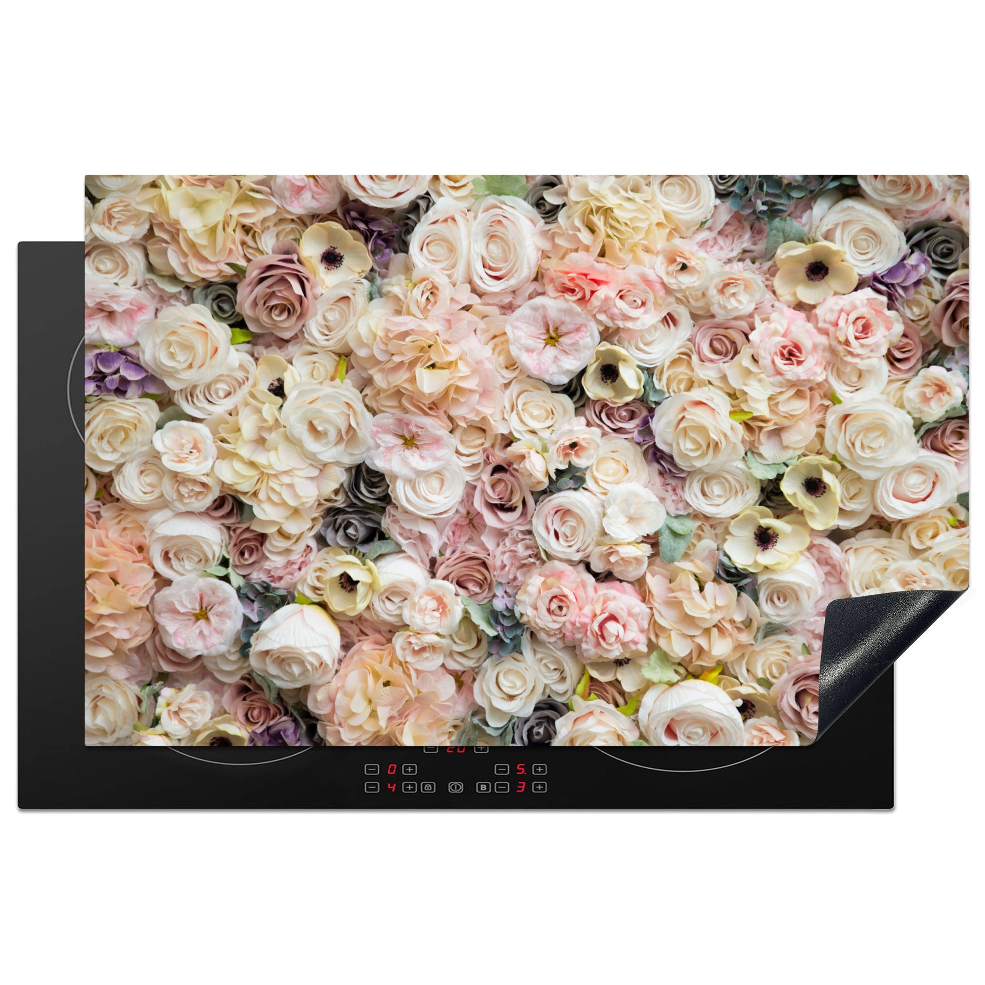 - küche, tlg), 81x52 Pastell, Schutz für Rosen Blumen Ceranfeldabdeckung (1 cm, Vinyl, Induktionskochfeld Herdblende-/Abdeckplatte MuchoWow die -