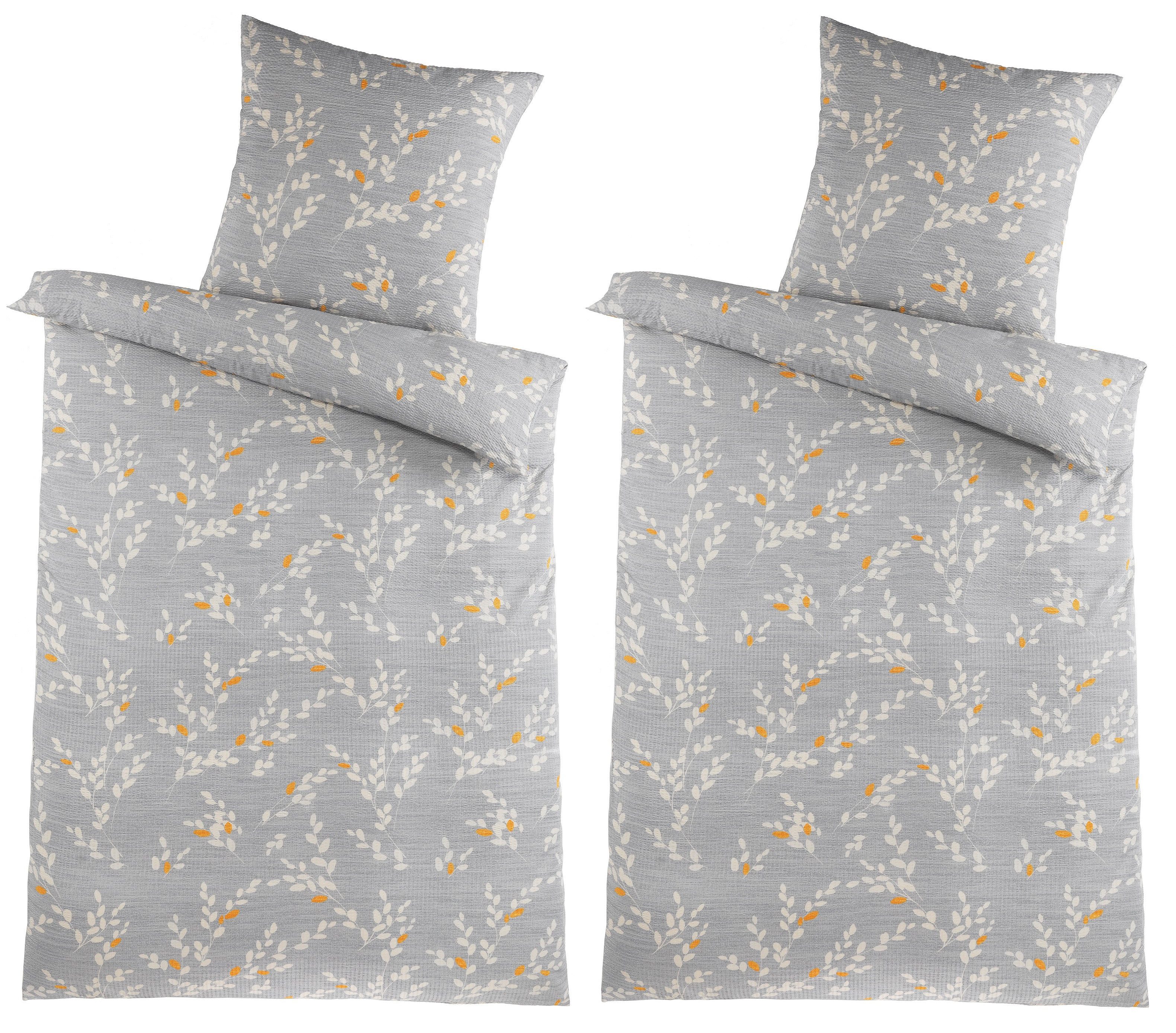 Holiday Heimtex Bettwäsche Bettwäsche 2teilig - im modernen Zweig-Design, 1x Decke 135 x 200cm 1x Kopfkissen 80 x 80cm - waschbar 60°C